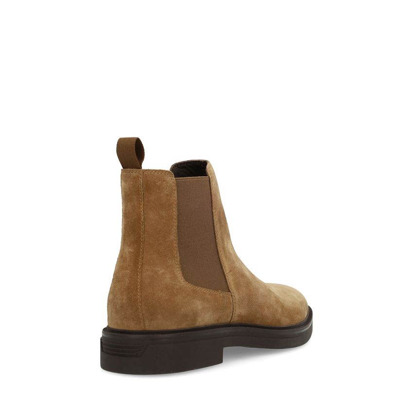 Taupefarbene Chelsea Boots aus Veloursleder