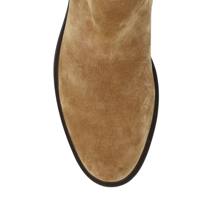 Taupefarbene Chelsea Boots aus Veloursleder