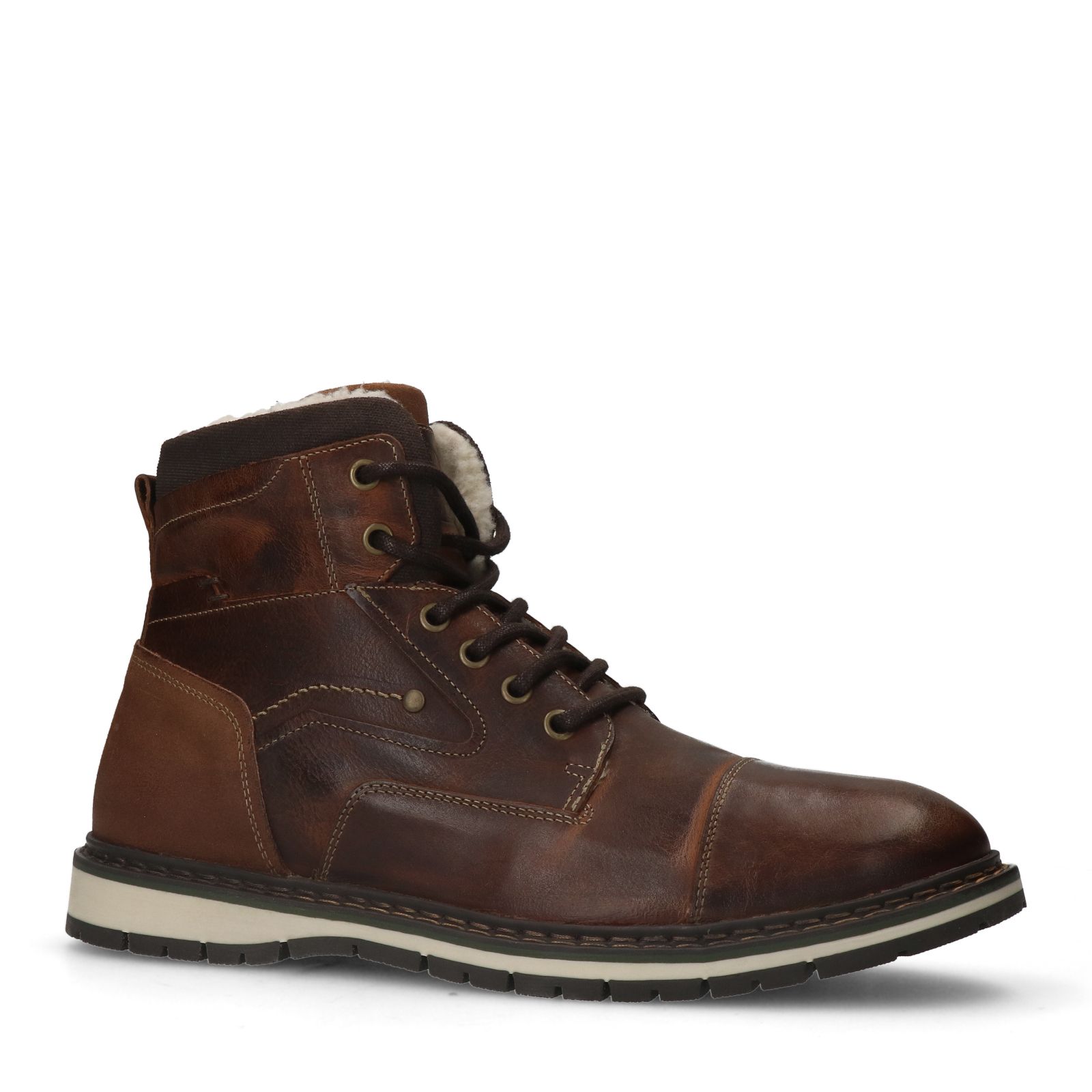 Cognac leren veterboots