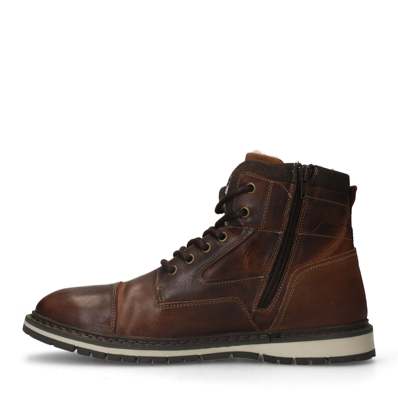 Cognac leren veterboots