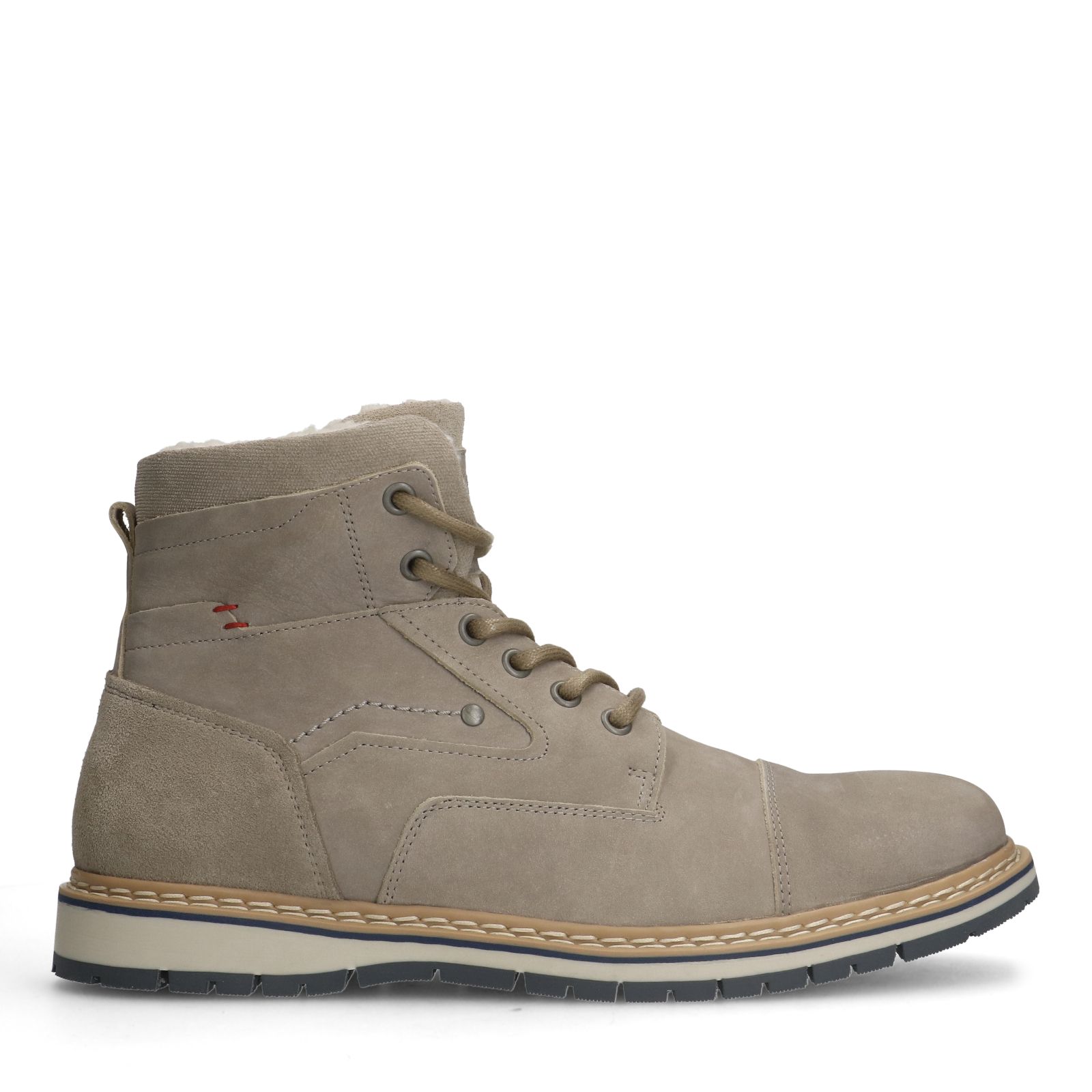 Taupefarbene Schnürboots aus Nubukleder