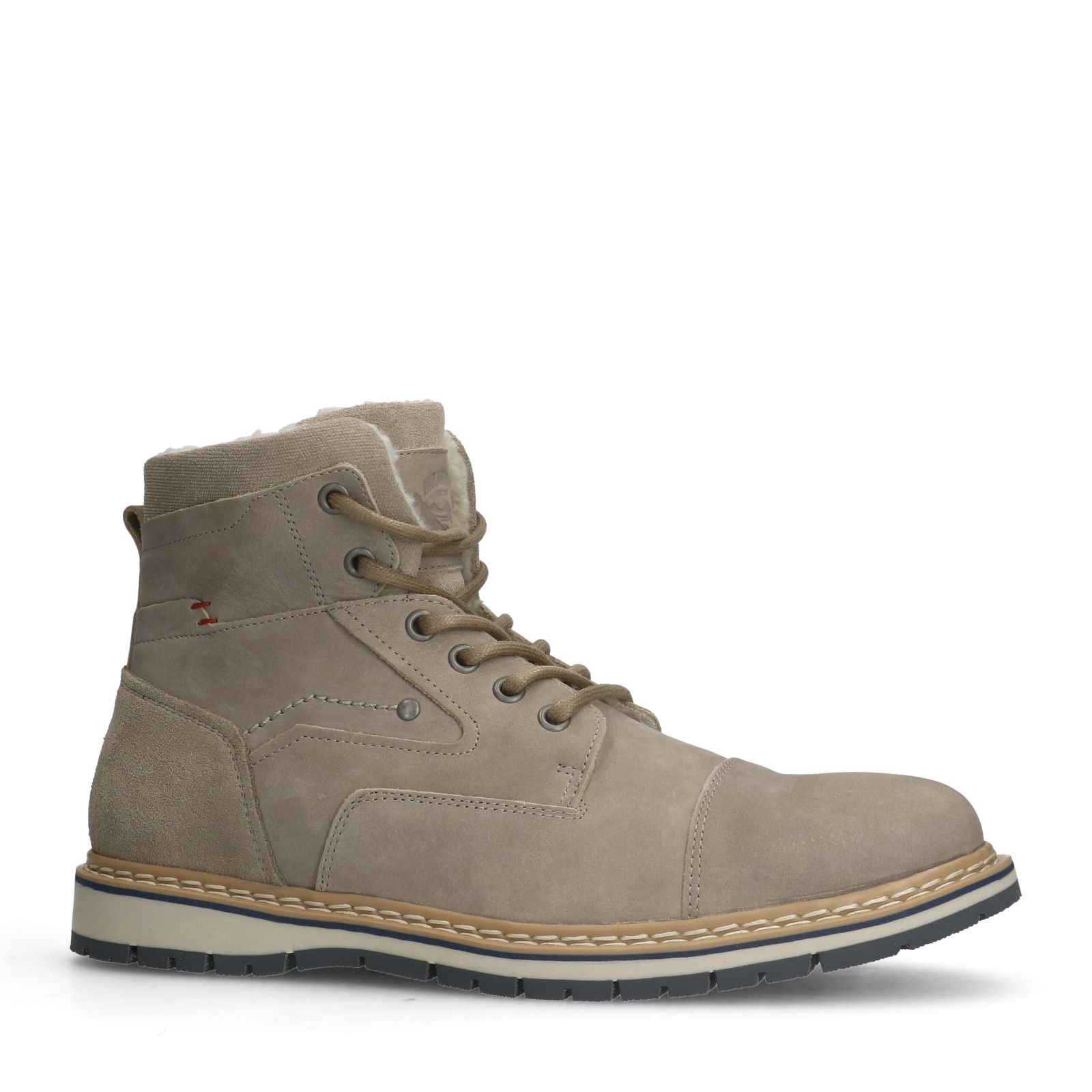 Taupefarbene Schnürboots aus Nubukleder
