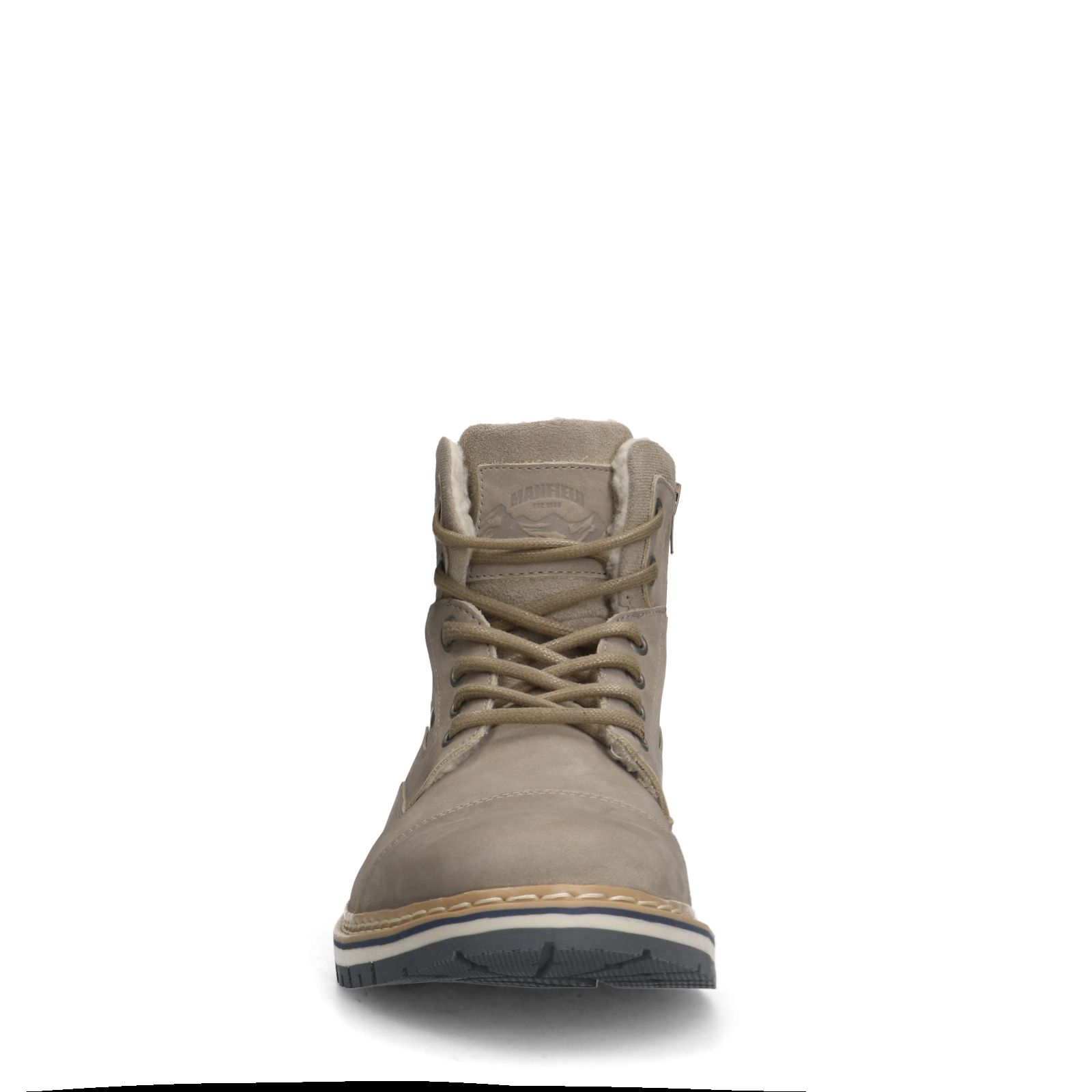 Taupefarbene Schnürboots aus Nubukleder