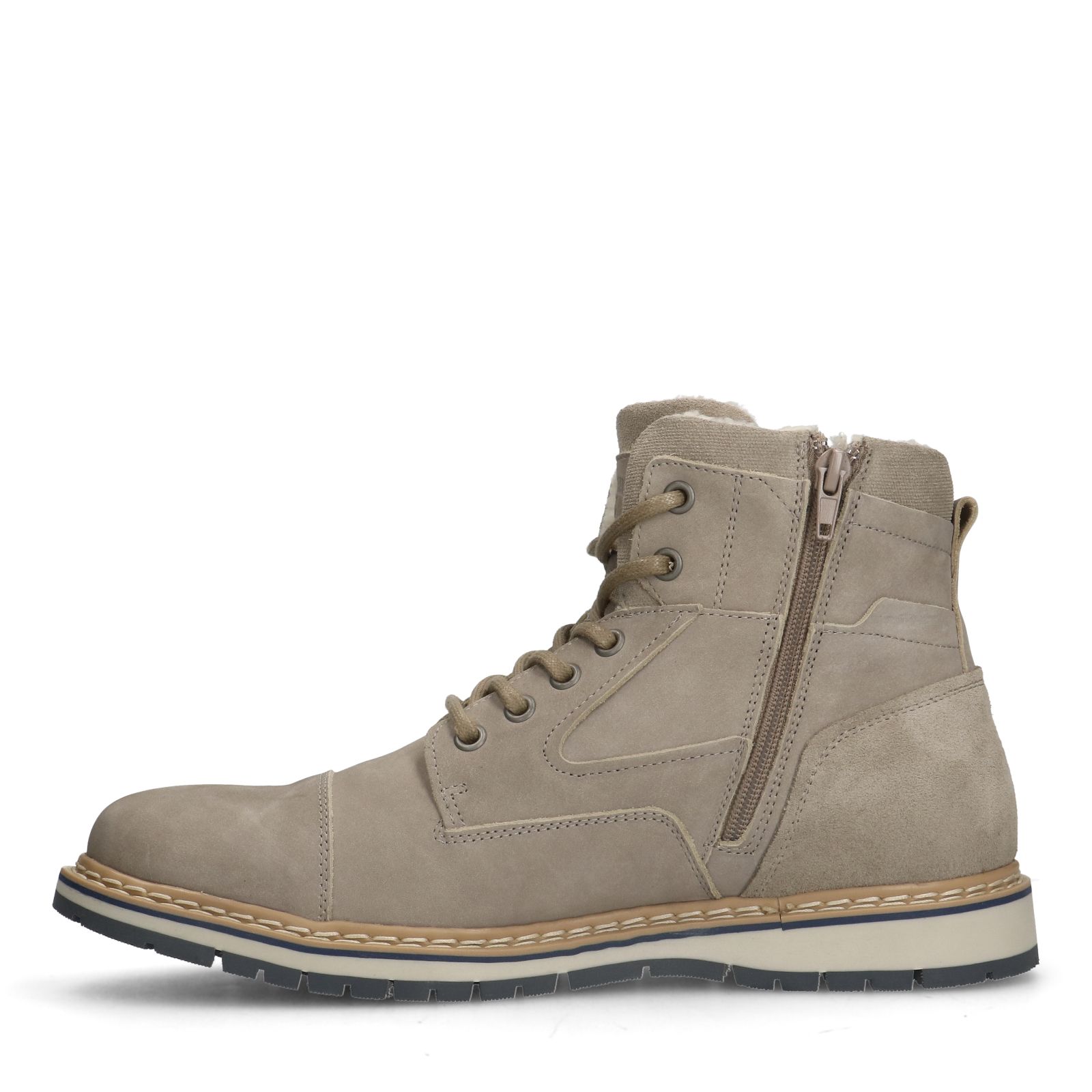 Taupefarbene Schnürboots aus Nubukleder