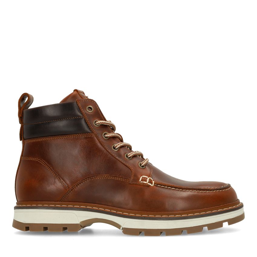 Cognacfarbene Lederschnürboots