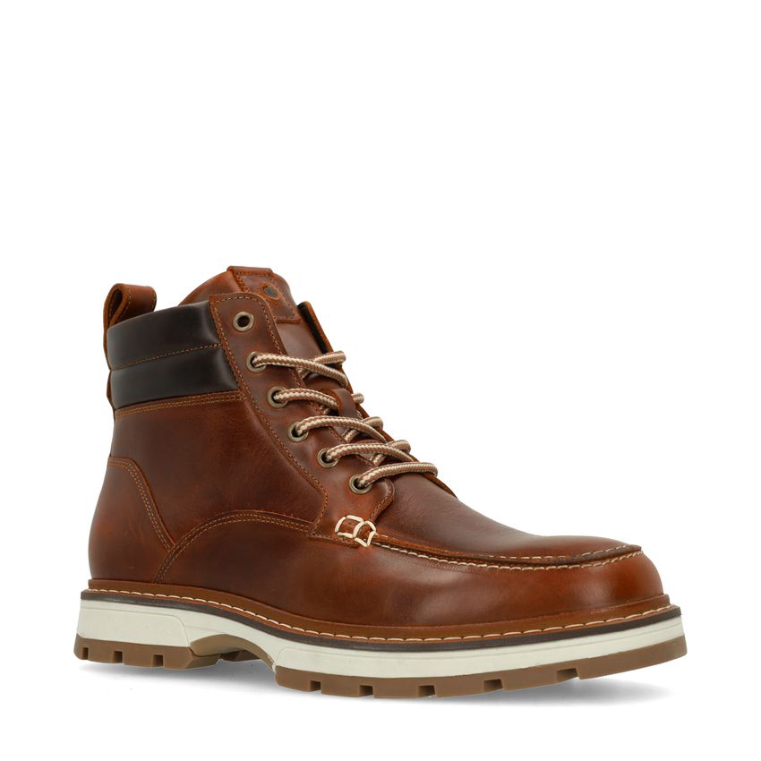 Cognacfarbene Lederschnürboots