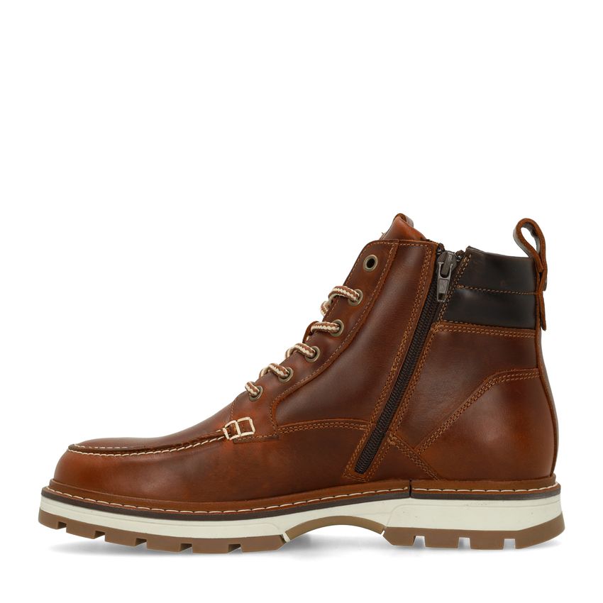 Cognac leren veterboots
