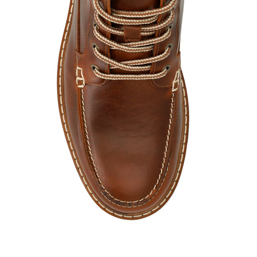 Cognacfarbene Lederschnürboots