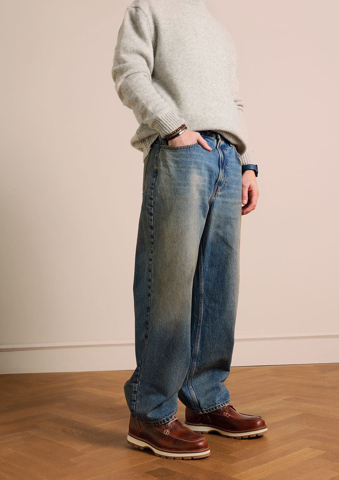 Cognac leren veterboots