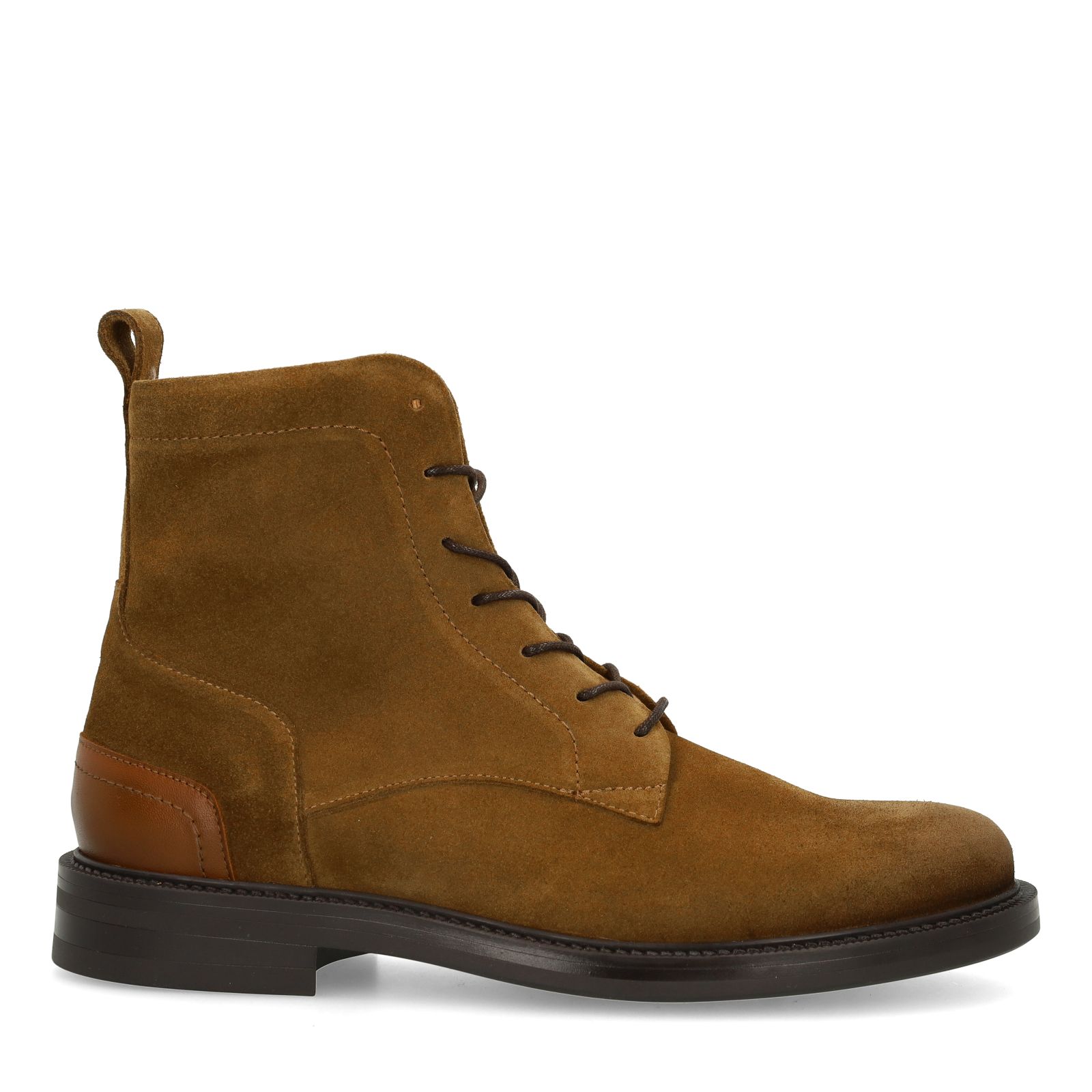 Cognacfarbene Schnürboots aus Veloursleder