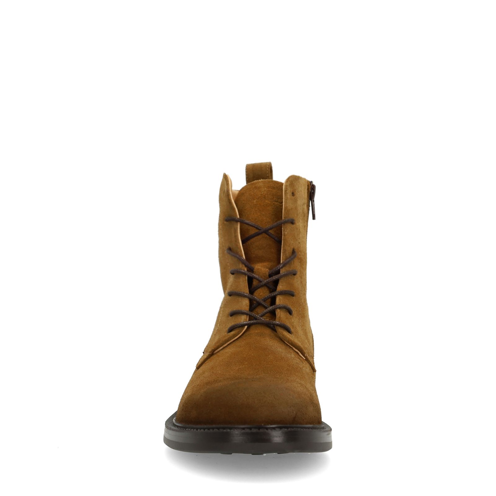 Cognacfarbene Schnürboots aus Veloursleder