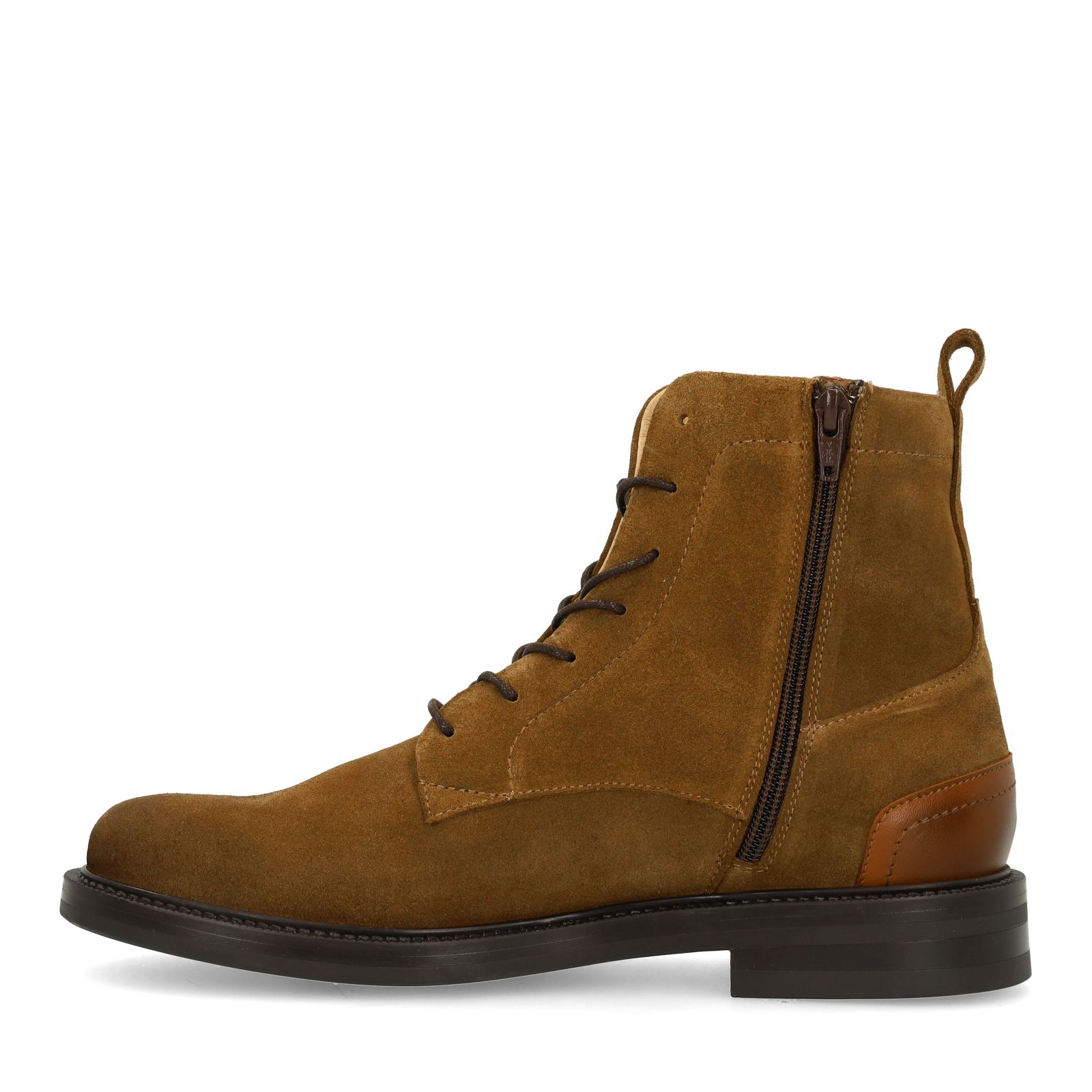 Cognacfarbene Schnürboots aus Veloursleder