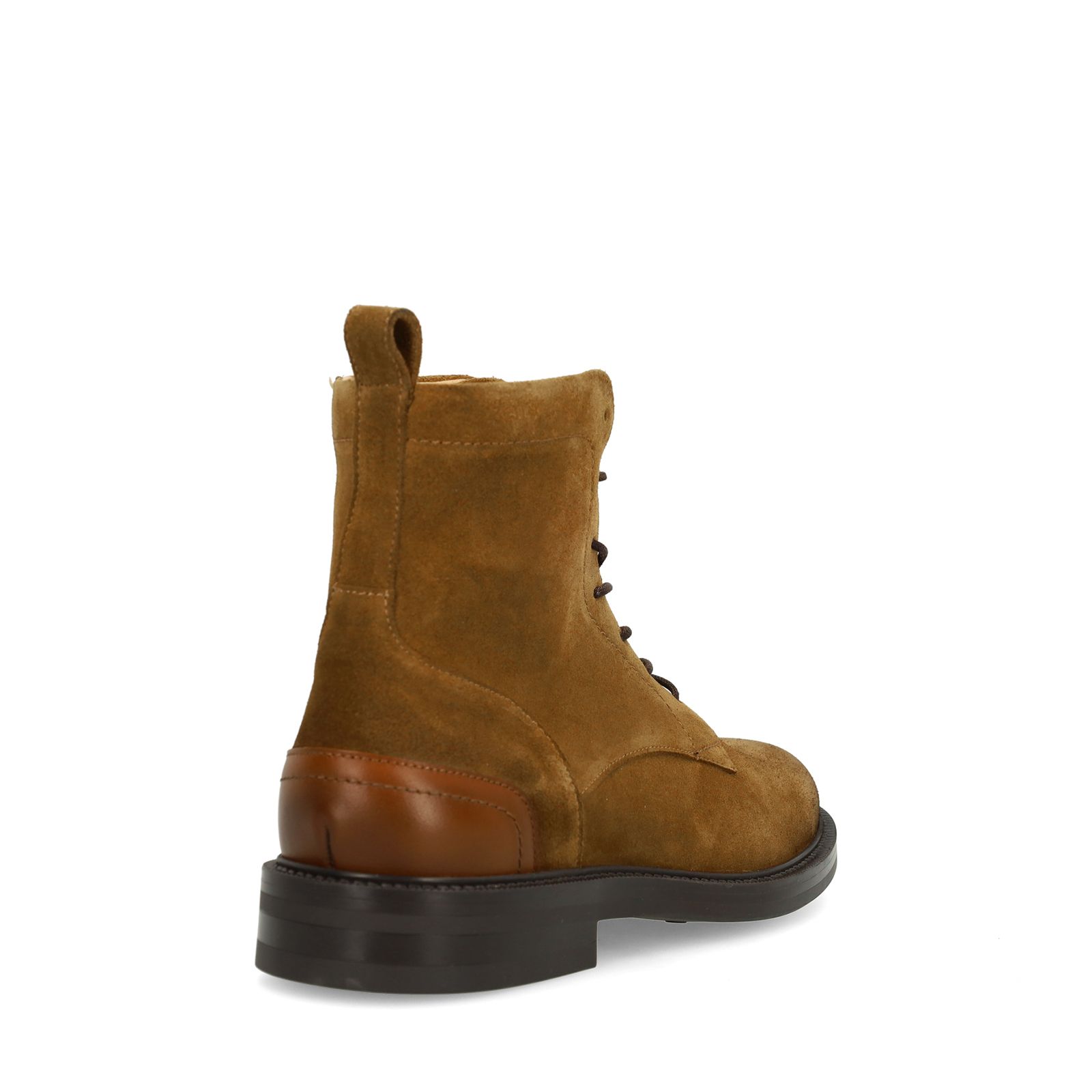 Cognacfarbene Schnürboots aus Veloursleder