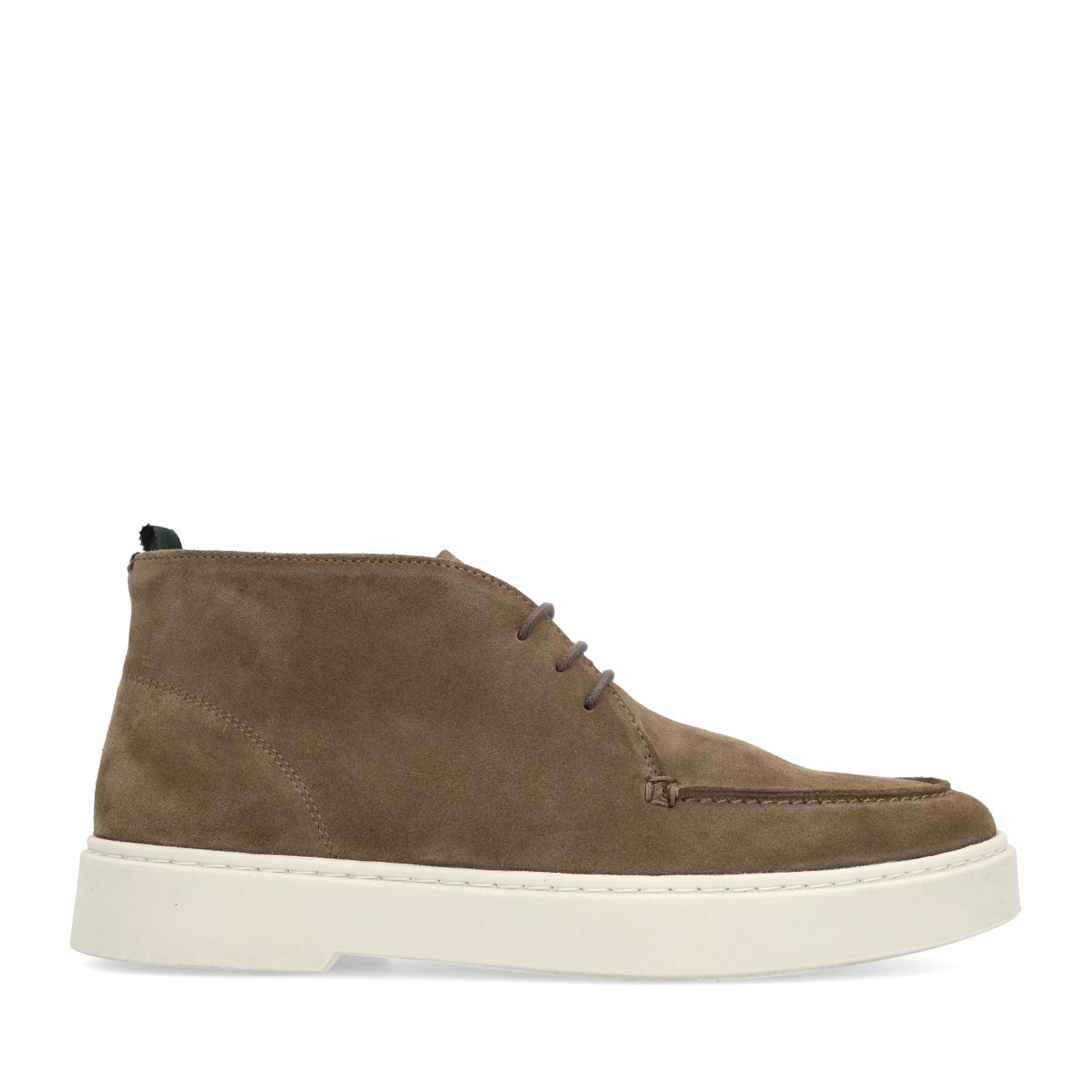 Taupefarbene Schnürboots aus Veloursleder