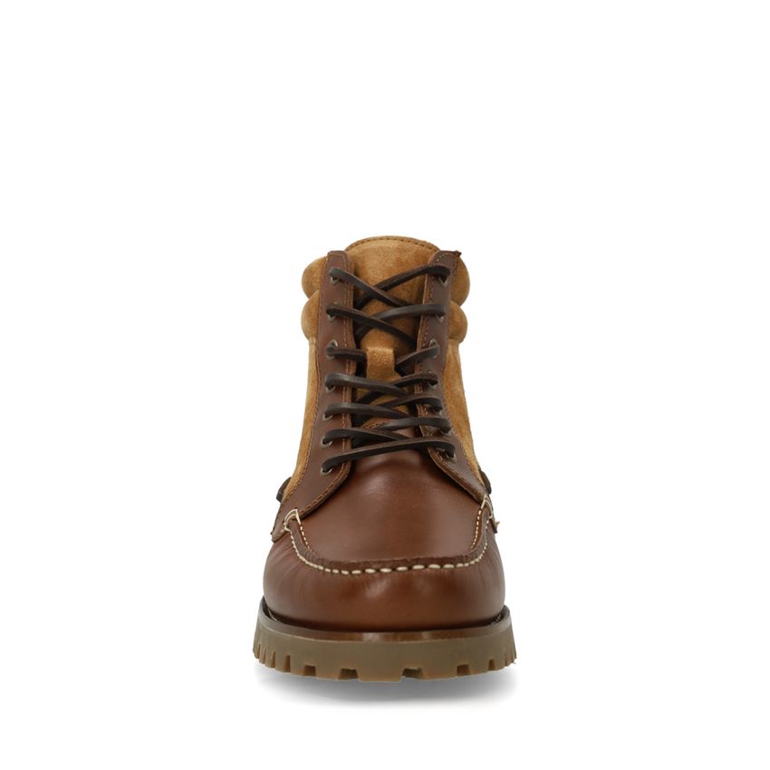 Cognacfarbene Lederschnürboots