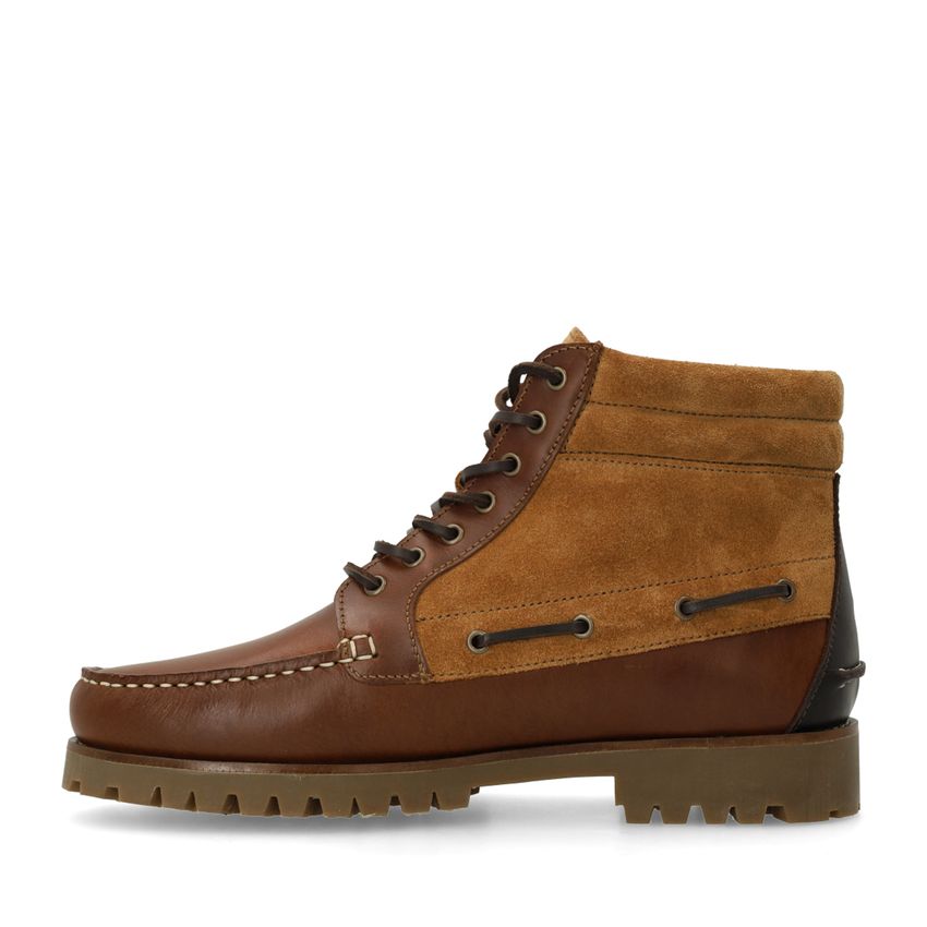 Cognacfarbene Lederschnürboots
