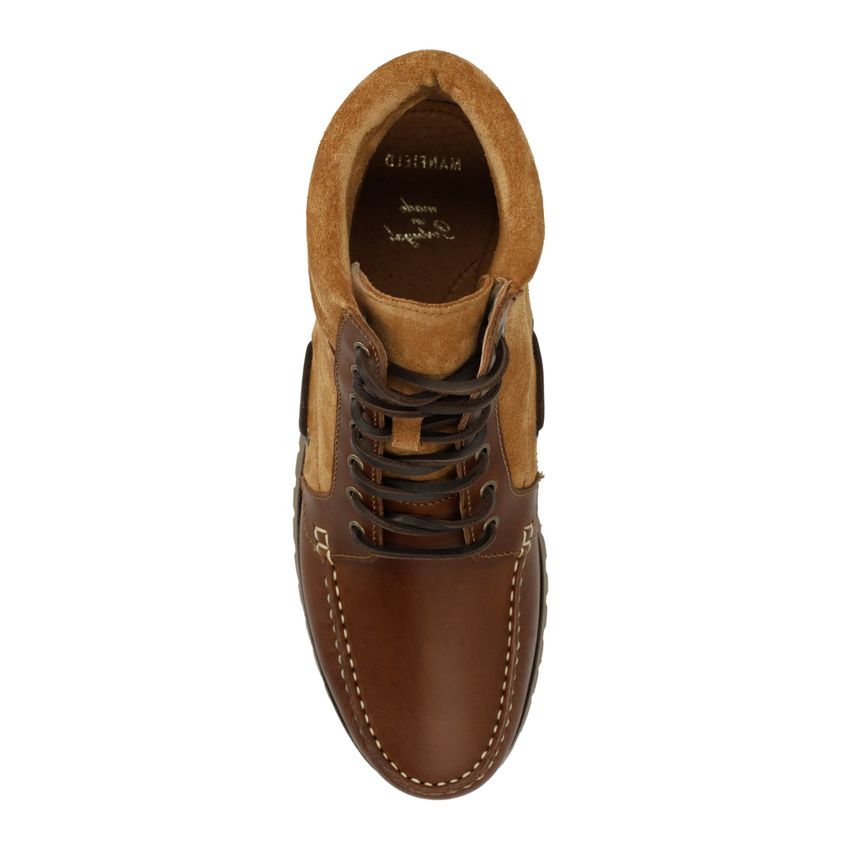 Cognacfarbene Lederschnürboots