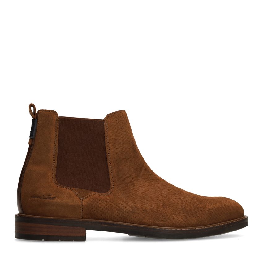 Cognacfarbene Chelsea Boots aus Veloursleder