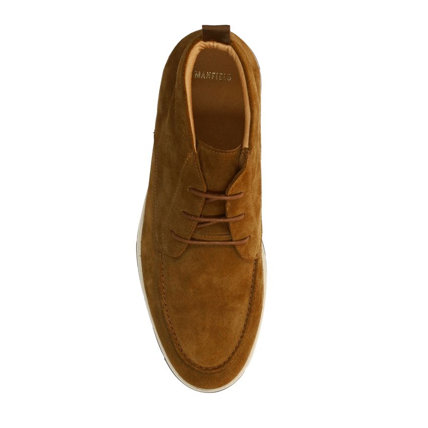 Cognac suède veterschoenen