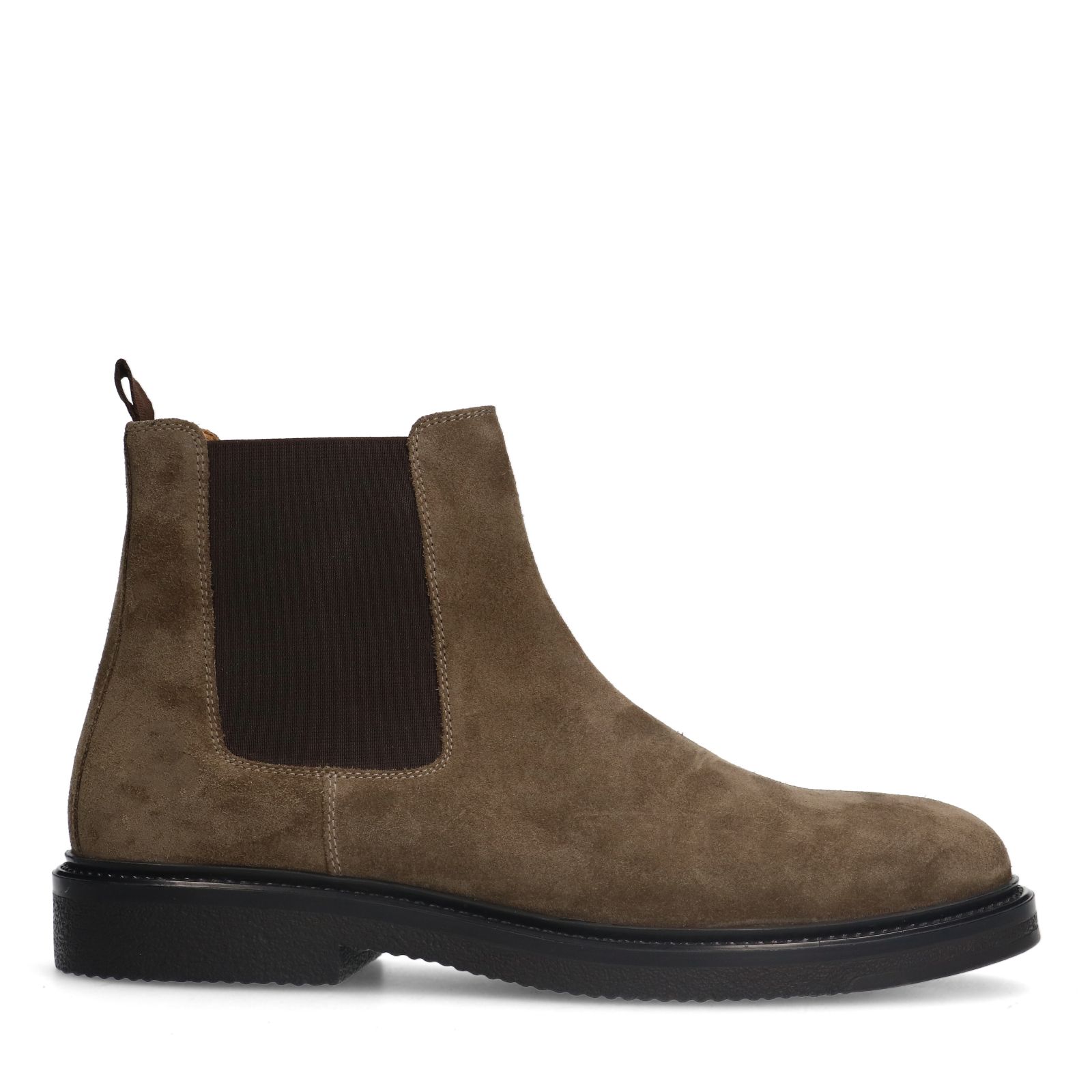 Taupefarbene Chelsea Boots aus Veloursleder
