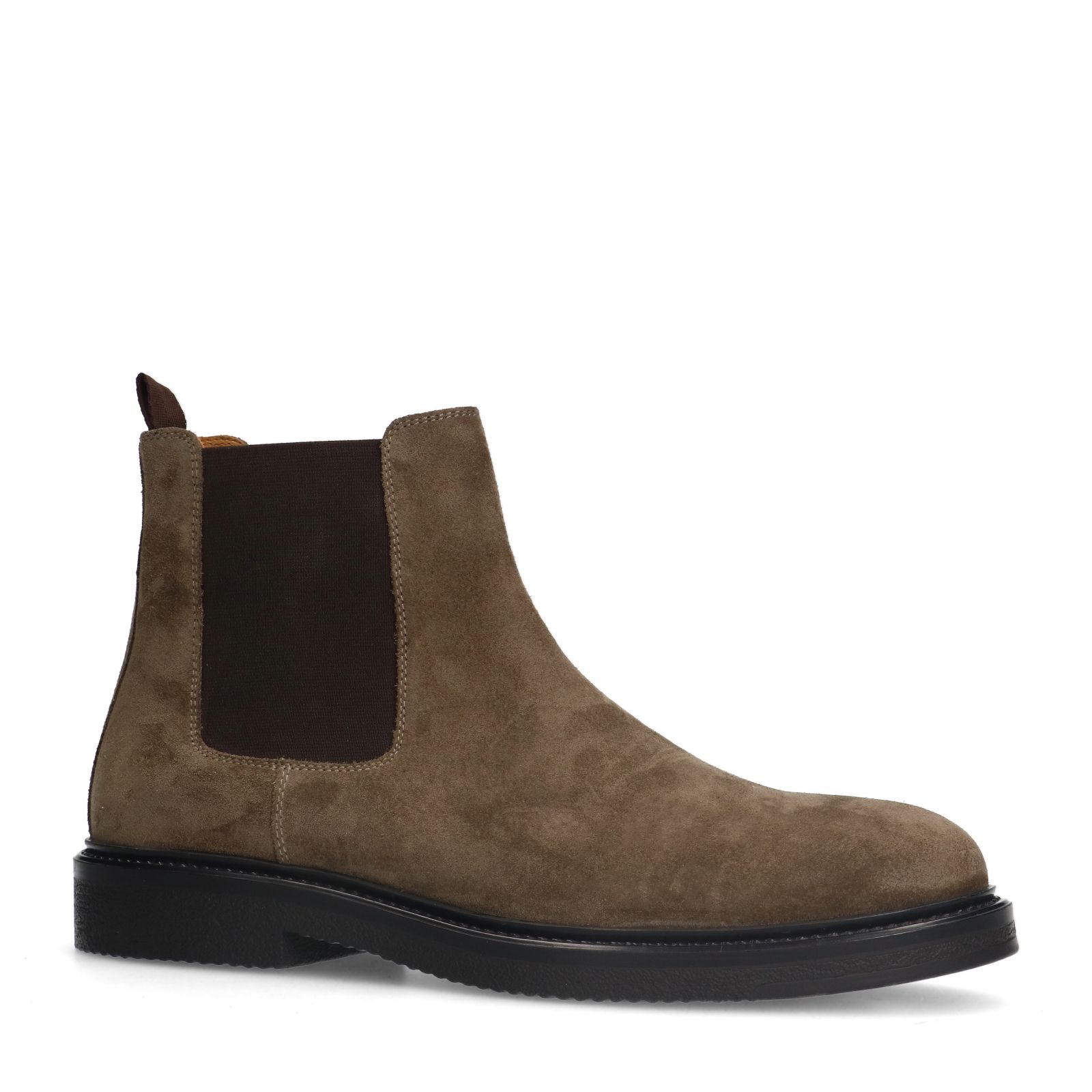 Taupefarbene Chelsea Boots aus Veloursleder
