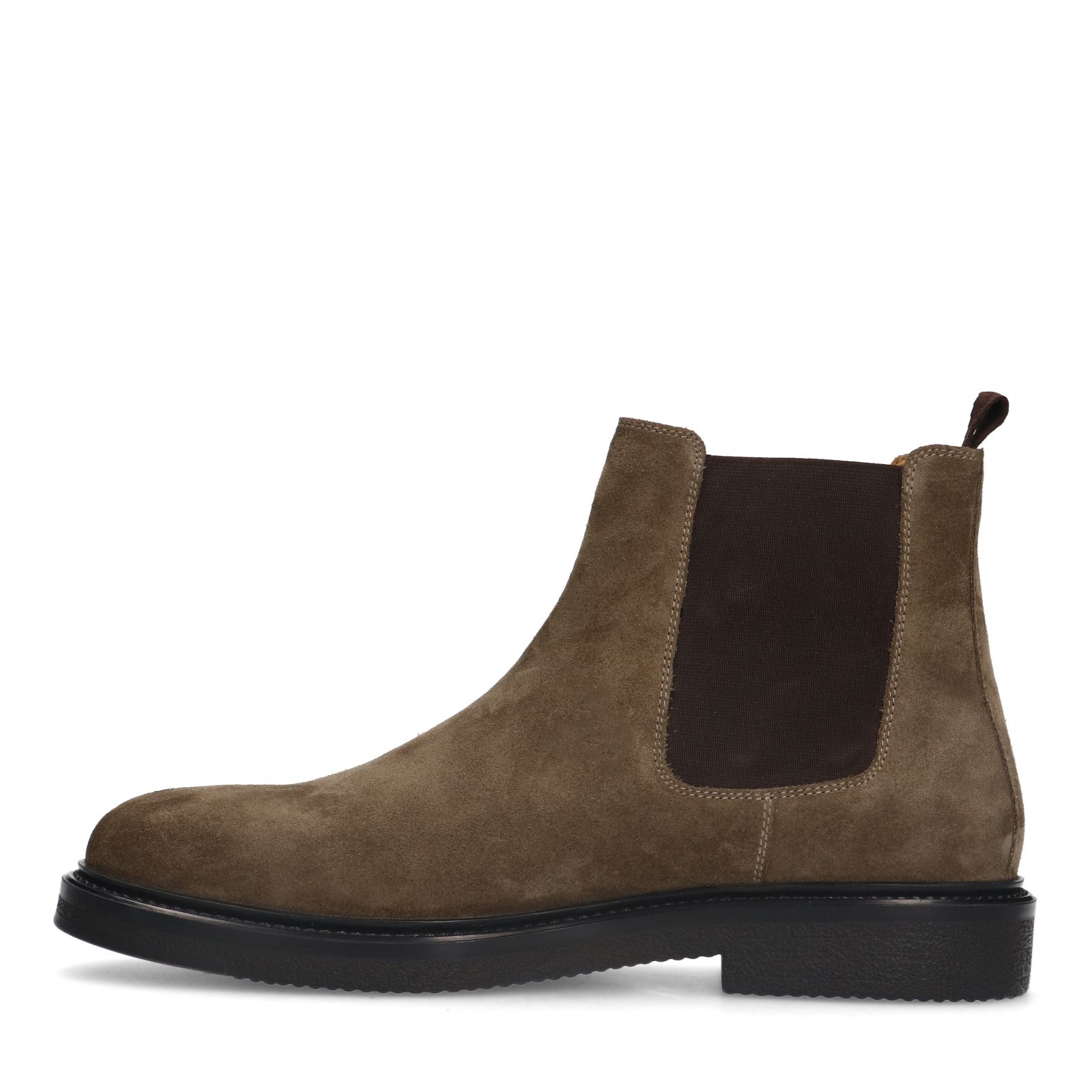 Taupefarbene Chelsea Boots aus Veloursleder