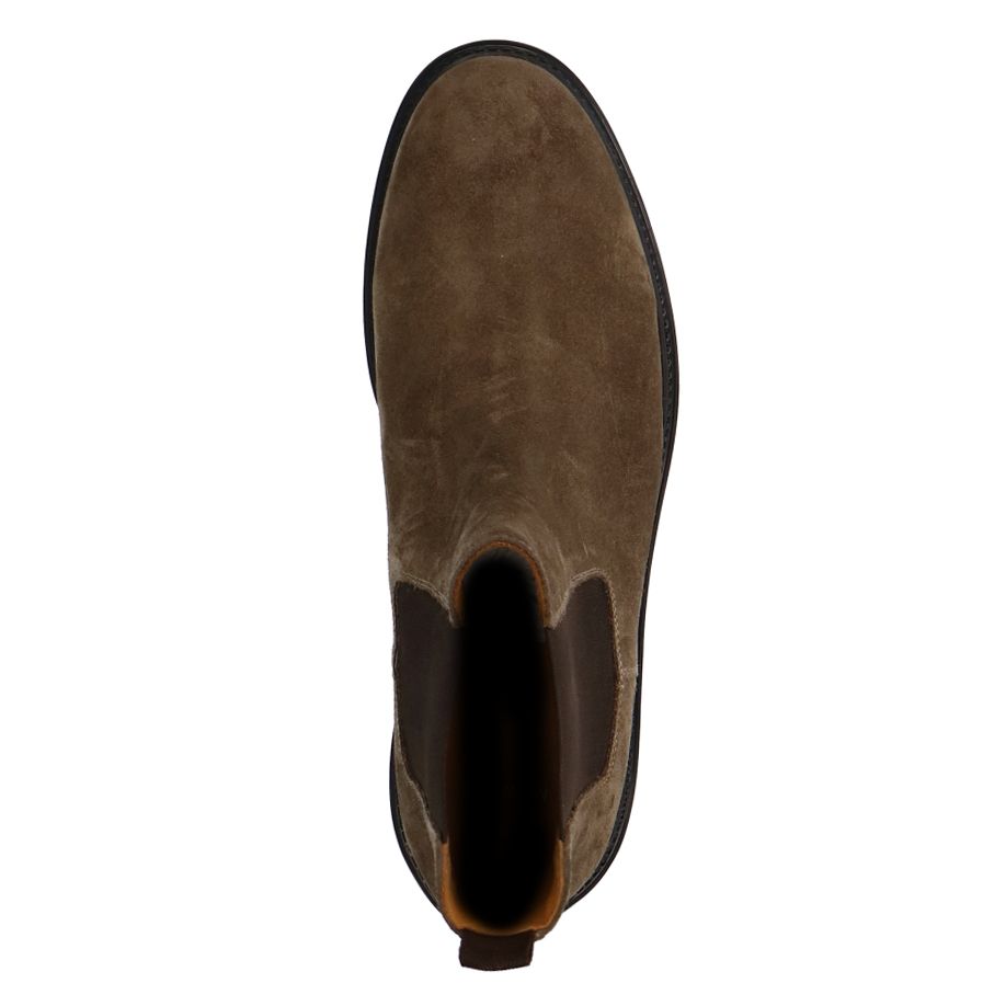 Taupefarbene Chelsea Boots aus Veloursleder