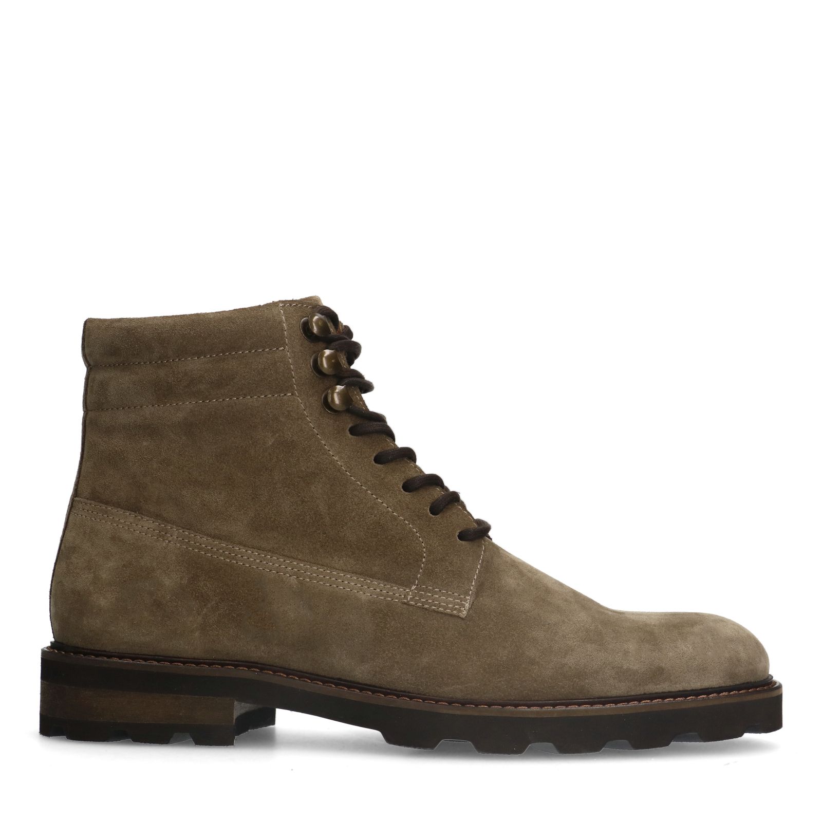 Taupefarbene Schnürboots aus Veloursleder