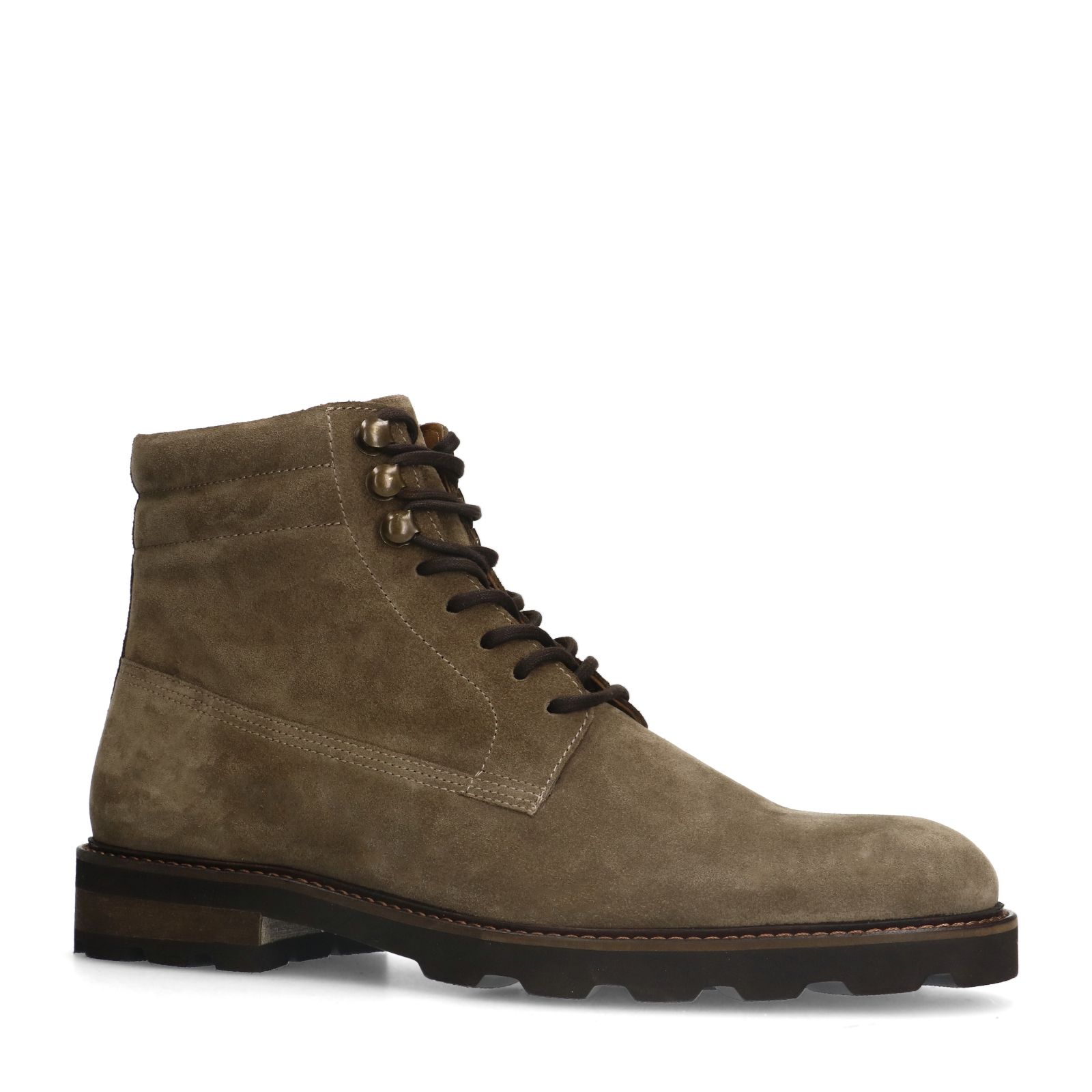 Taupefarbene Schnürboots aus Veloursleder