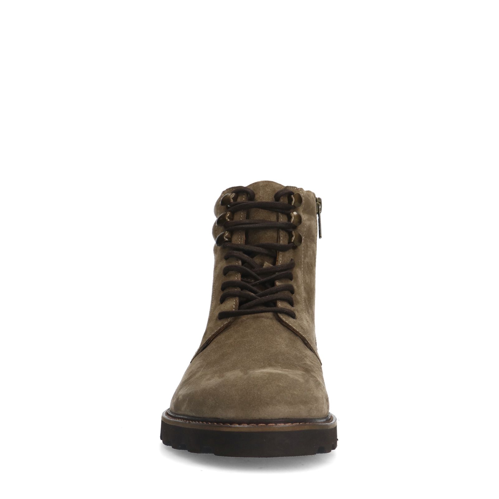 Taupefarbene Schnürboots aus Veloursleder