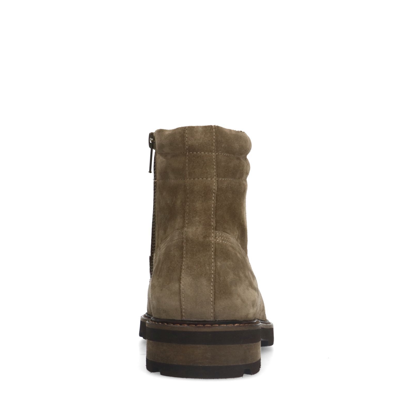 Taupefarbene Schnürboots aus Veloursleder
