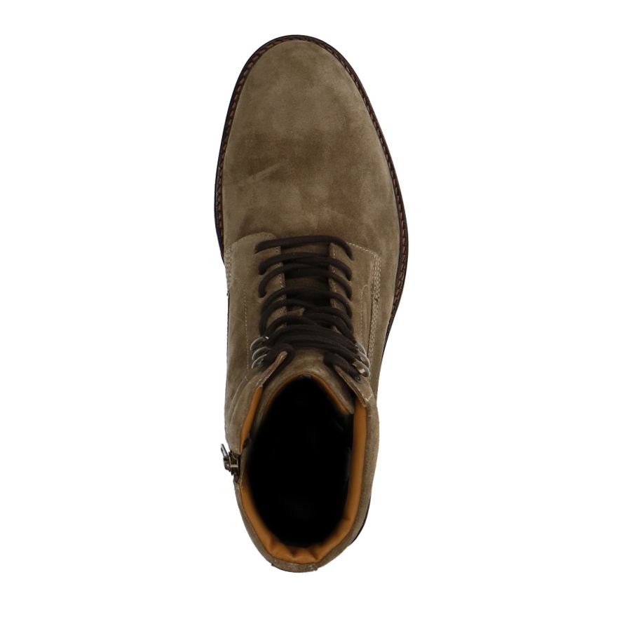 Taupefarbene Schnürboots aus Veloursleder