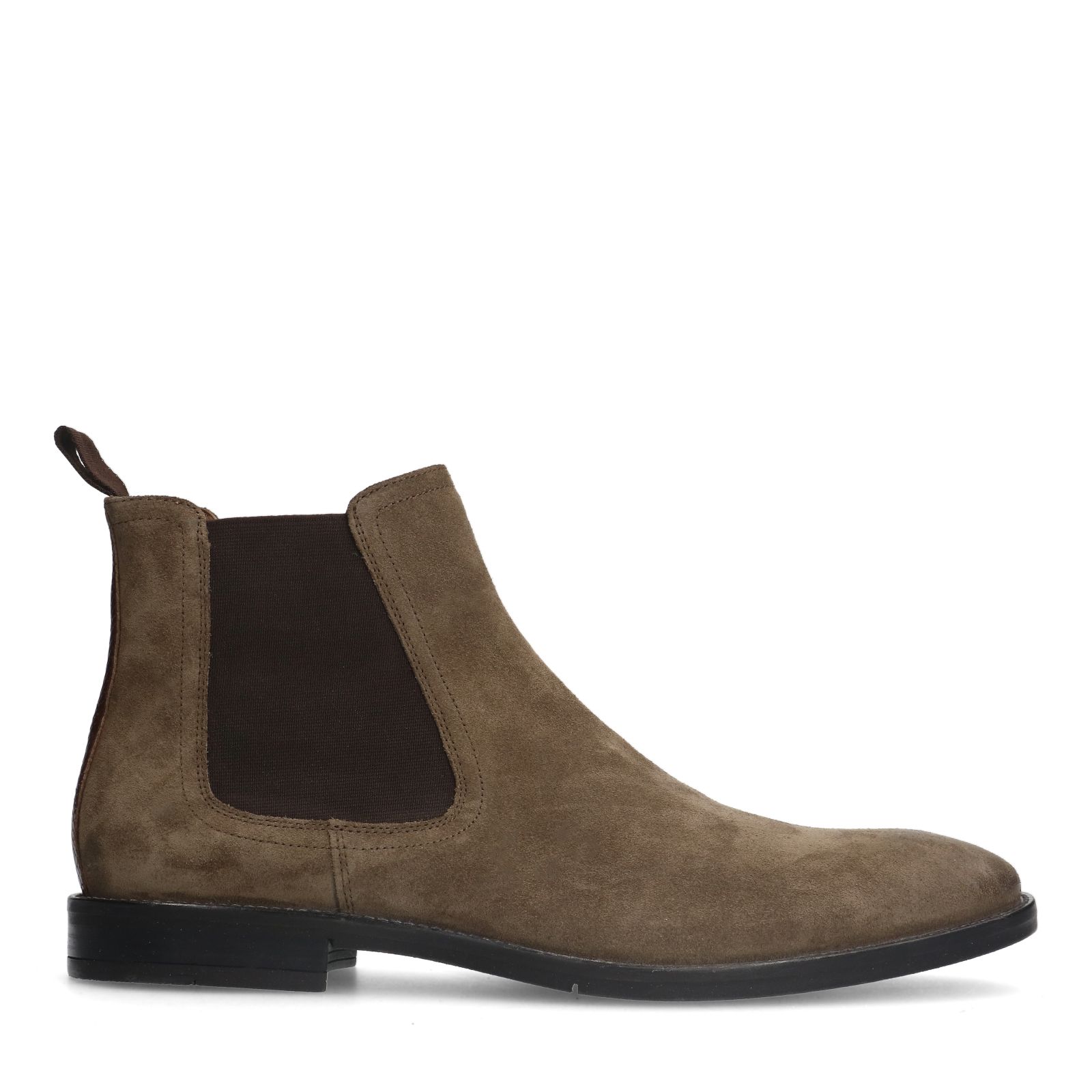 Taupefarbene Chelsea Boots aus Veloursleder