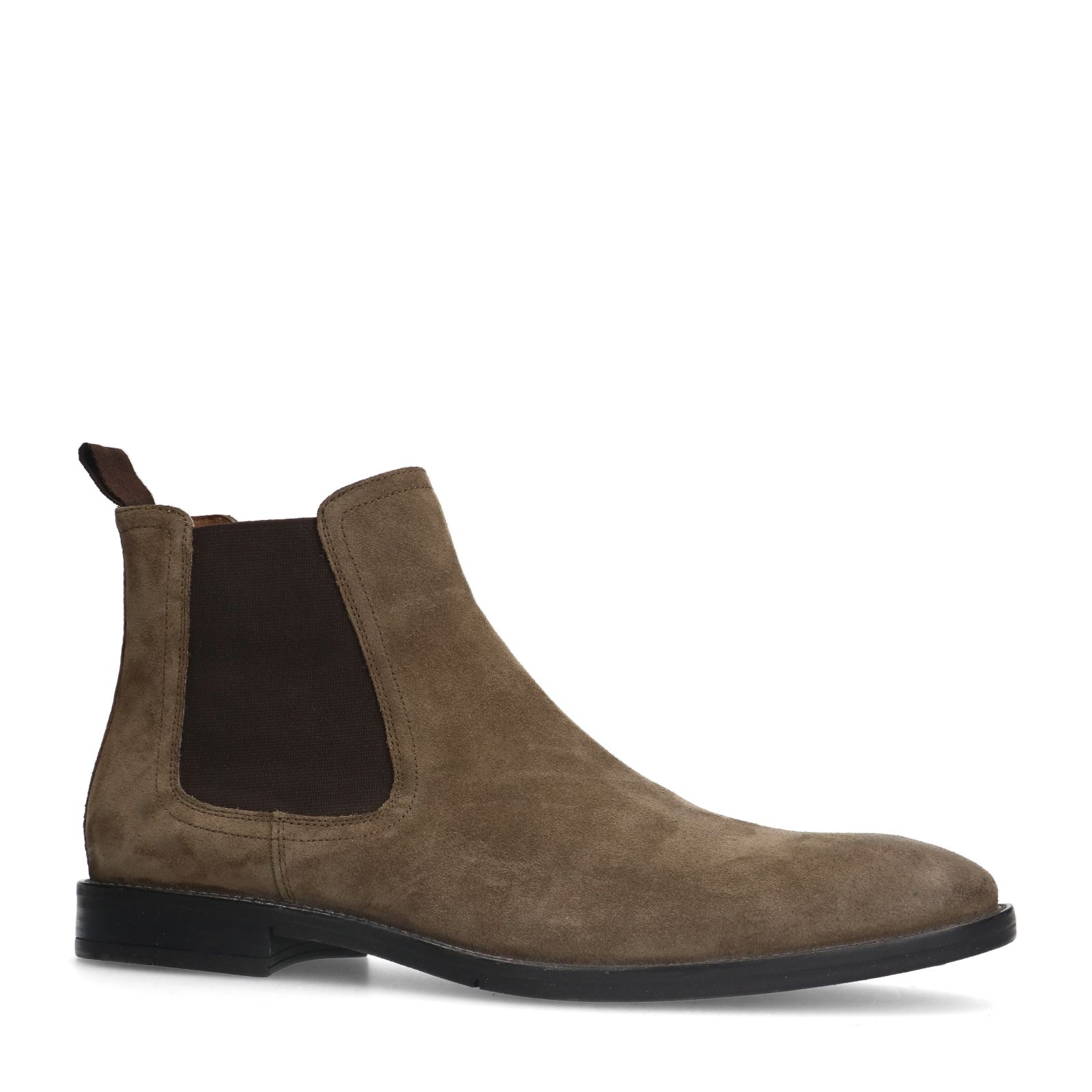 Taupefarbene Chelsea Boots aus Veloursleder