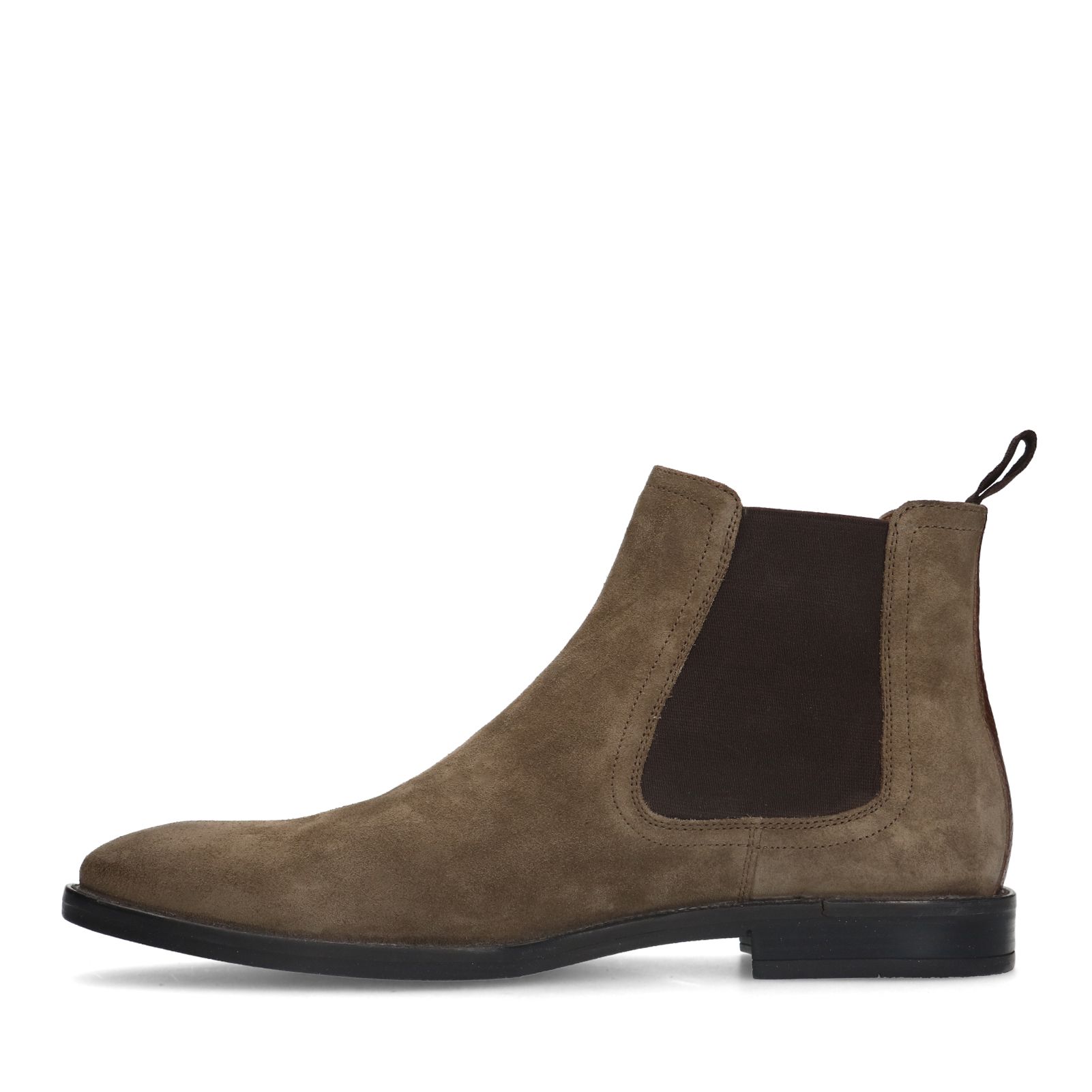 Taupefarbene Chelsea Boots aus Veloursleder