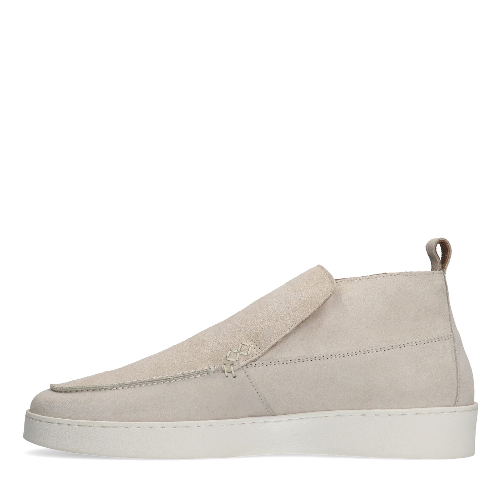 Beigefarbene Veloursleder-Boots