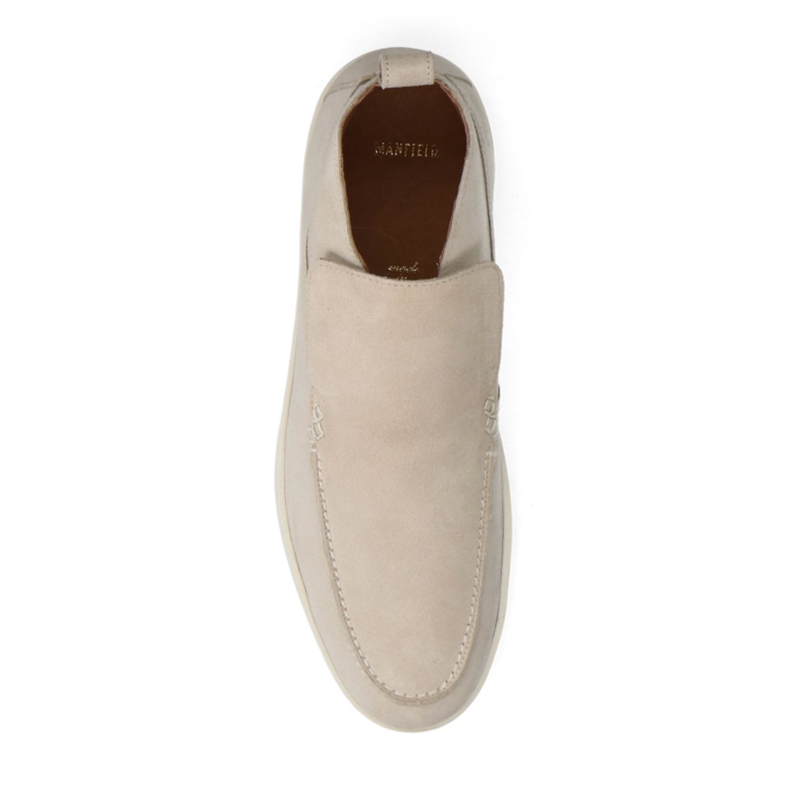 Beigefarbene Veloursleder-Boots