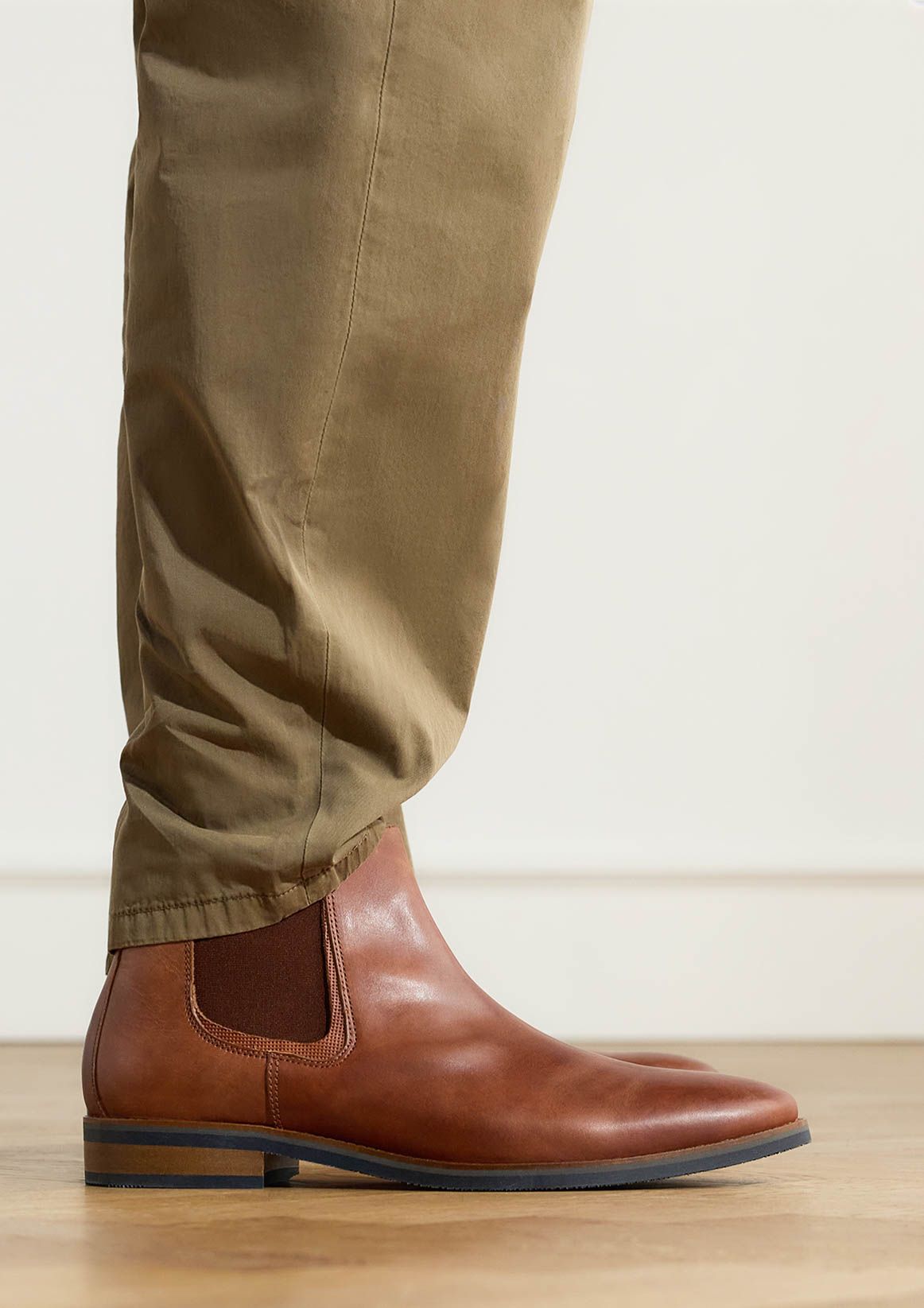 Cognac Amalfi leren chelsea boots