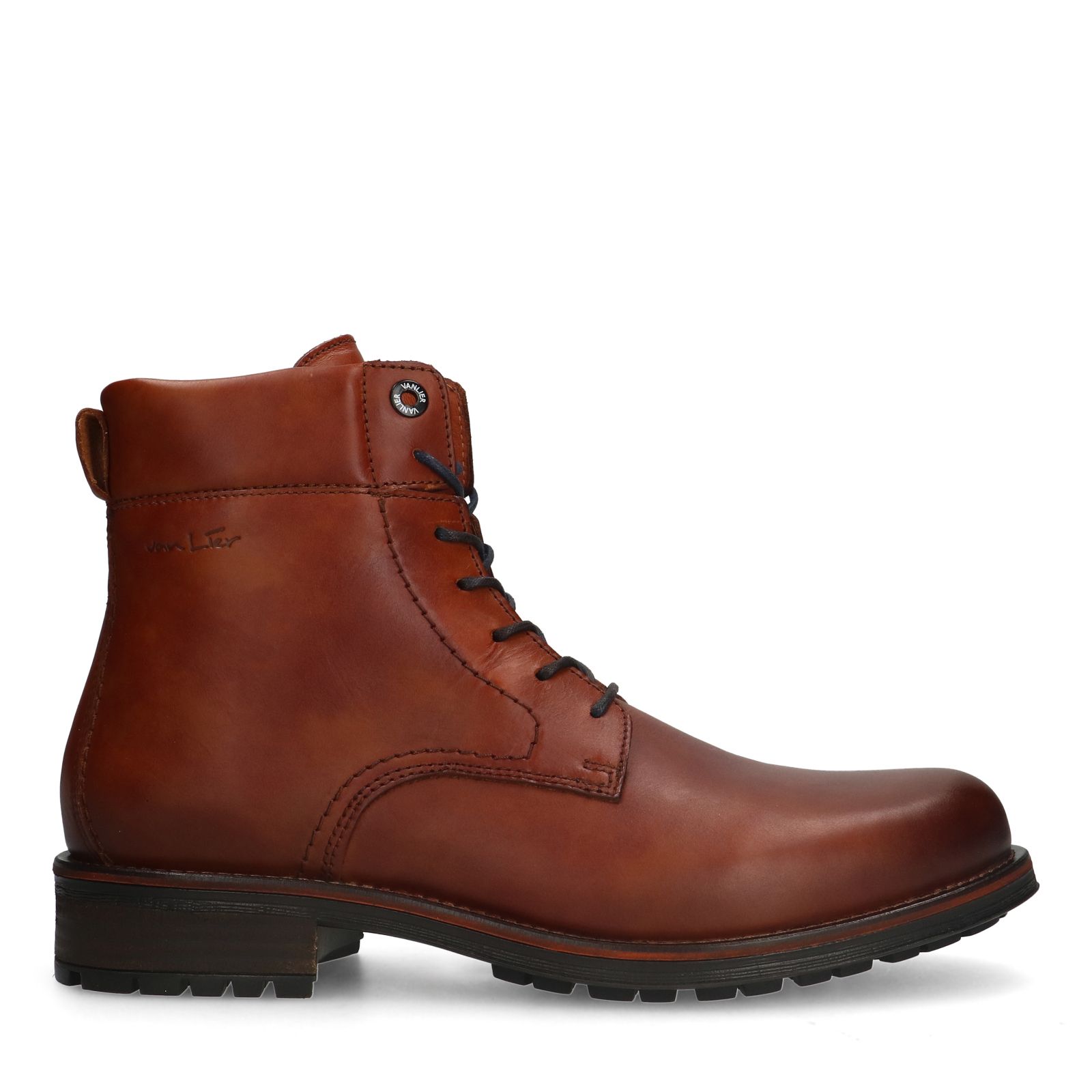 Cognacfarbene Lederschnürboots