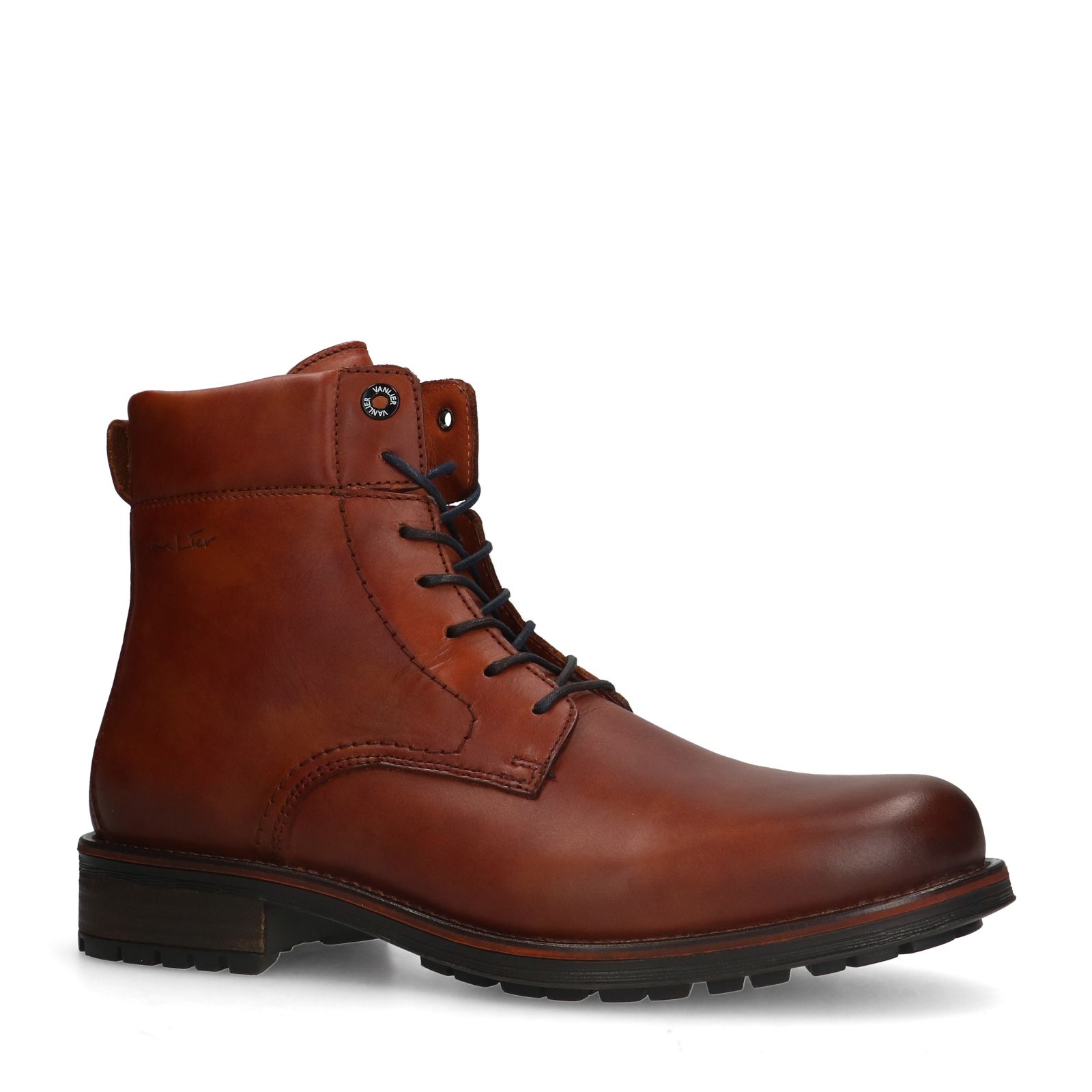 Cognacfarbene Lederschnürboots