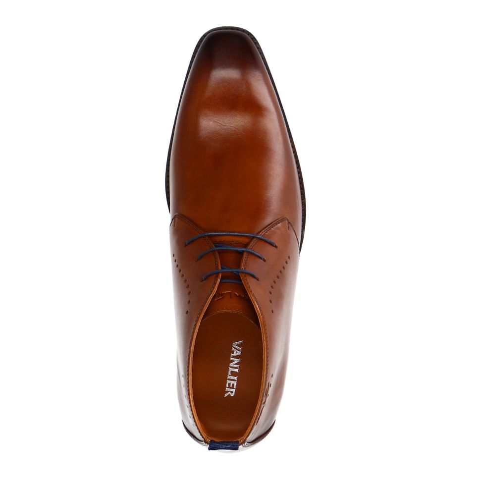 Cognac leren veterschoenen