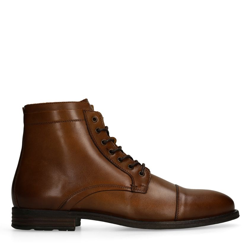 Cognac leren veterschoenen