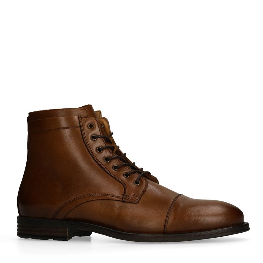 Cognac leren veterschoenen