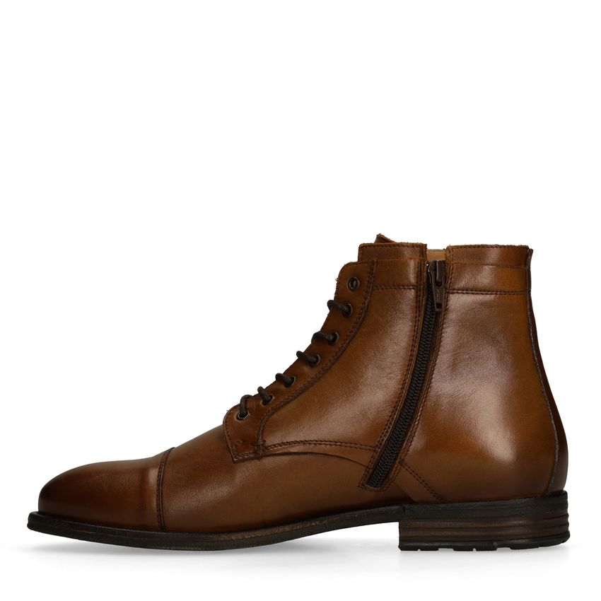 Cognac leren veterschoenen