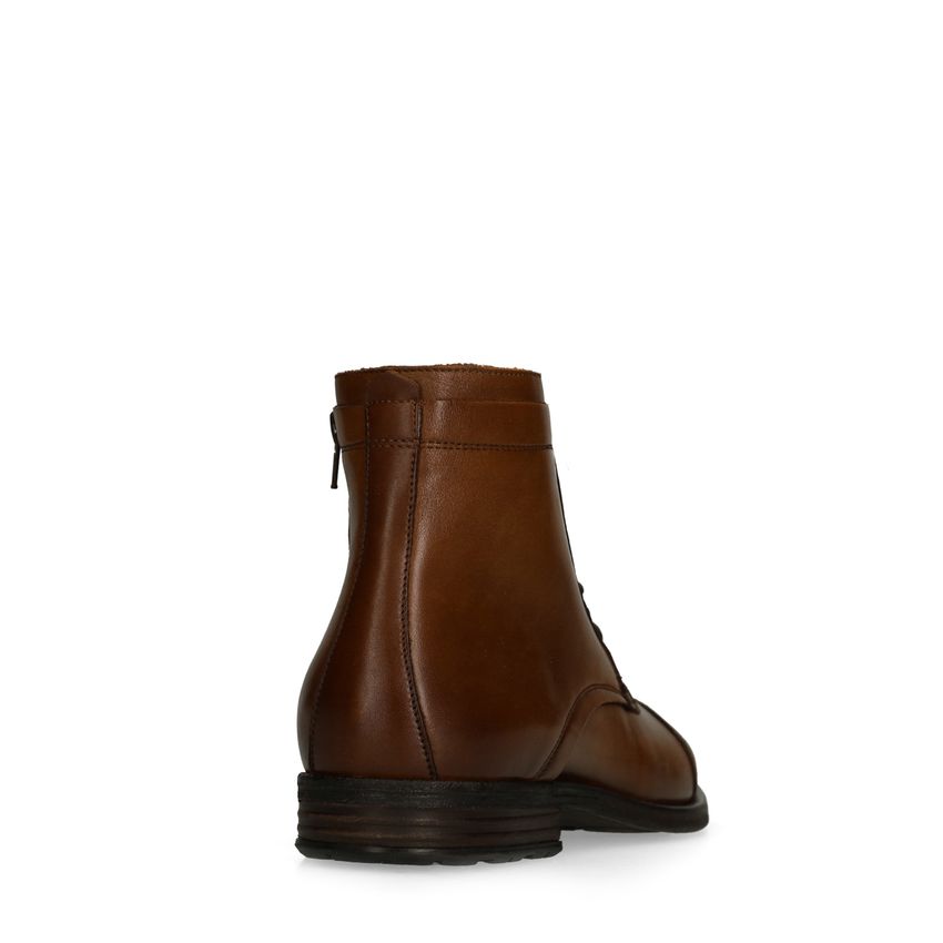 Cognac leren veterschoenen