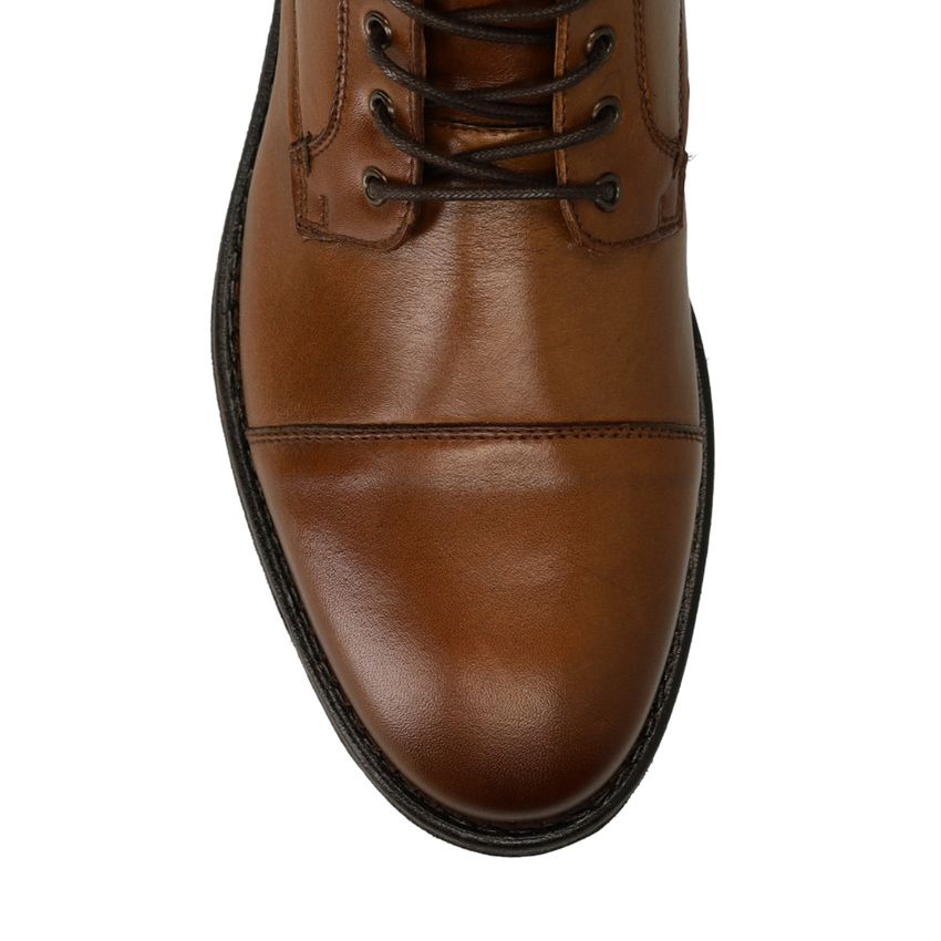 Cognac leren veterschoenen
