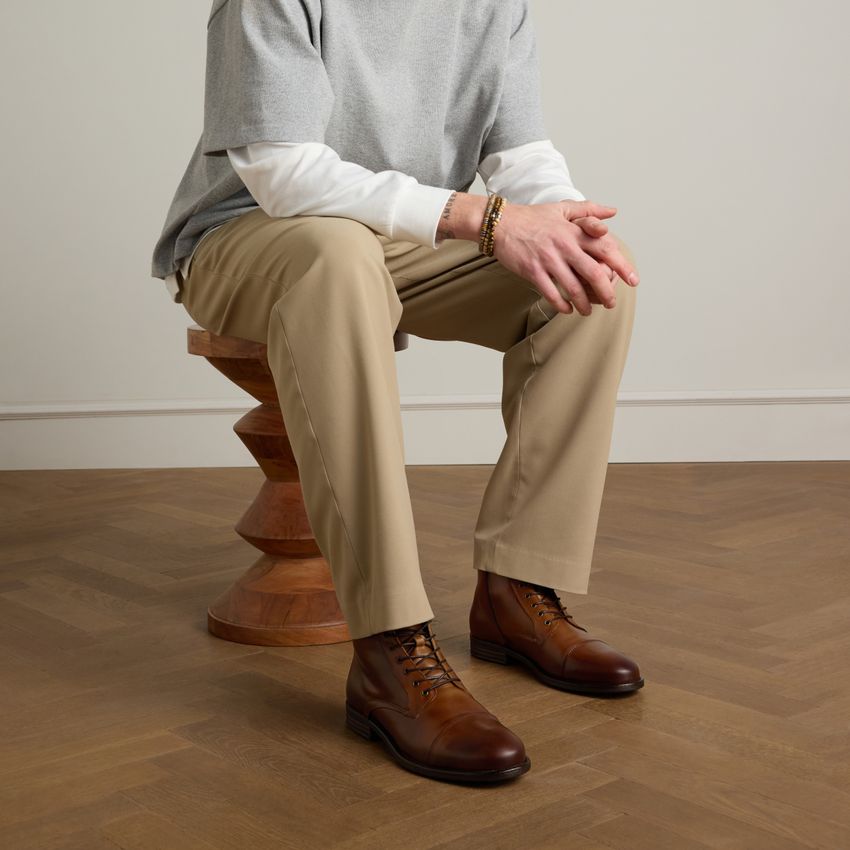 Cognac leren veterboots