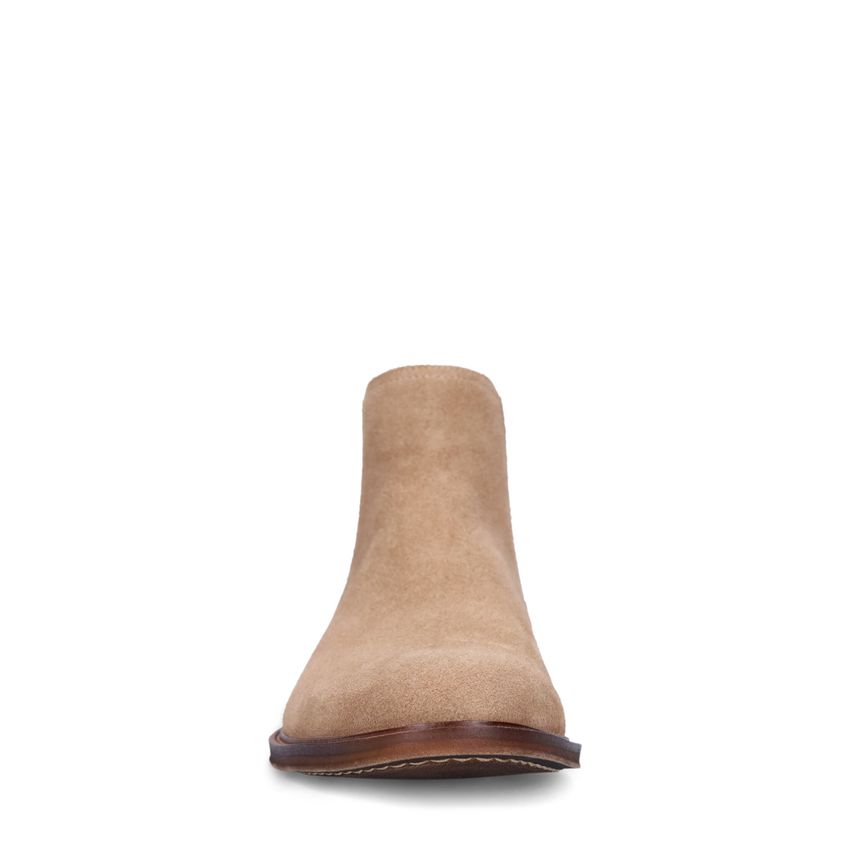 Taupefarbene Chelsea Boots aus Veloursleder