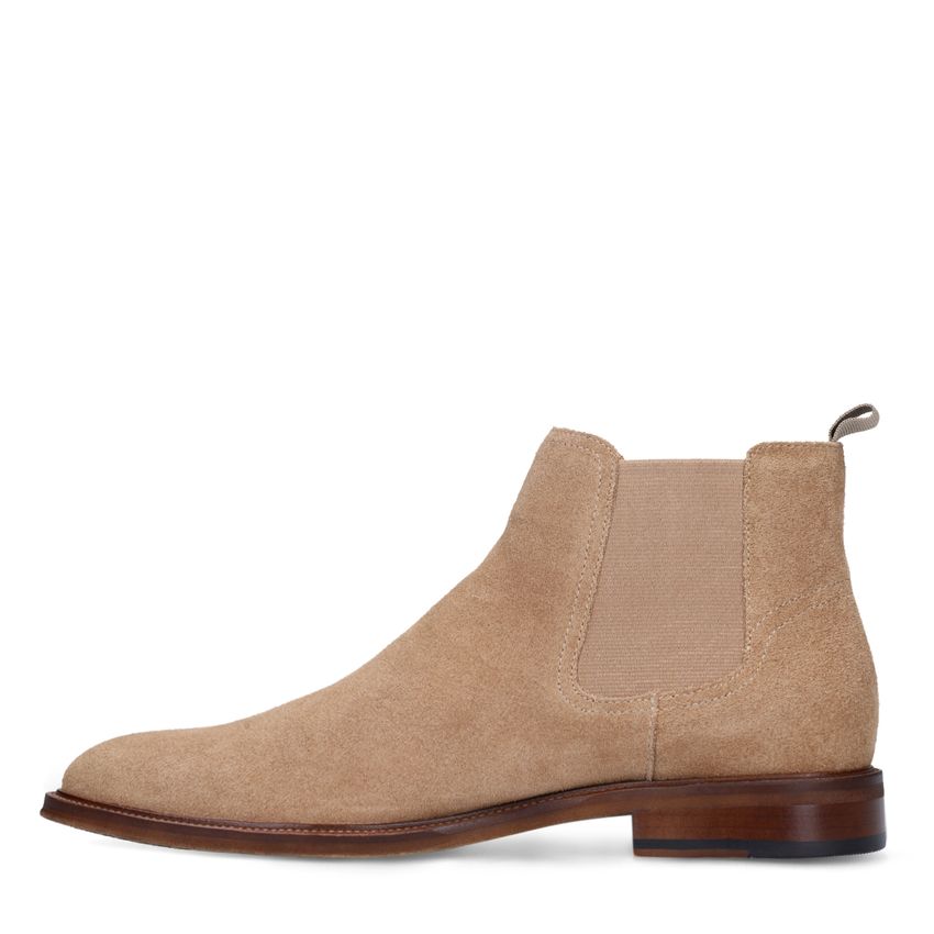 Taupefarbene Chelsea Boots aus Veloursleder