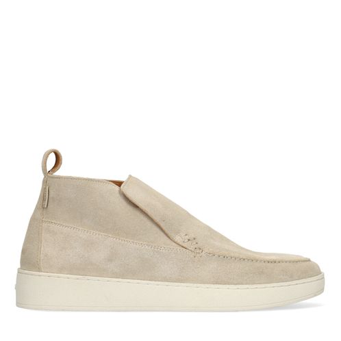 Beigefarbene Veloursleder-Boots